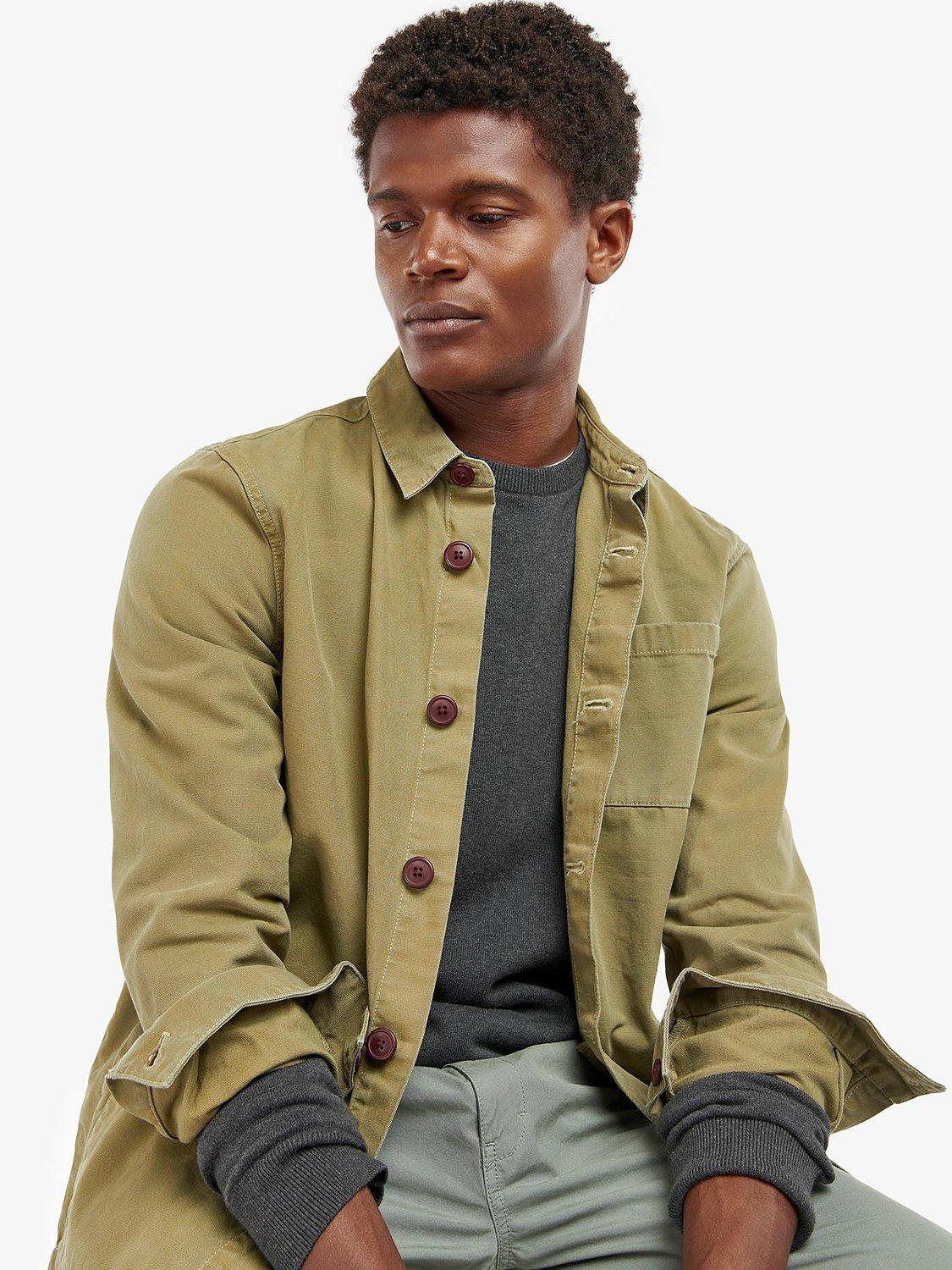 Barbour Washed Overshirt, Bleached Olive, XXXL