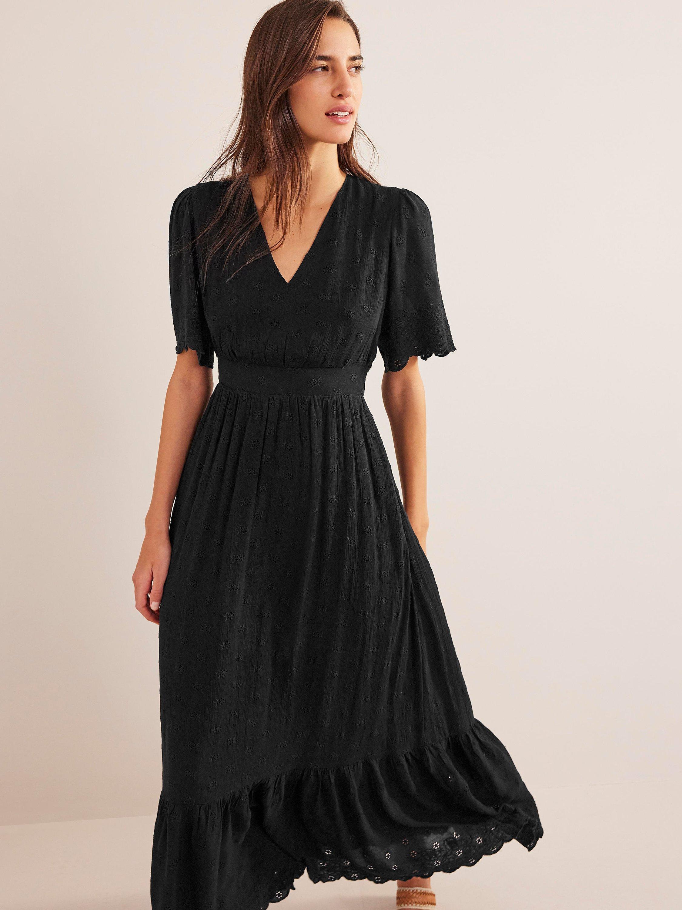 Boden Broderie Flutter Sleeve Midi Dress