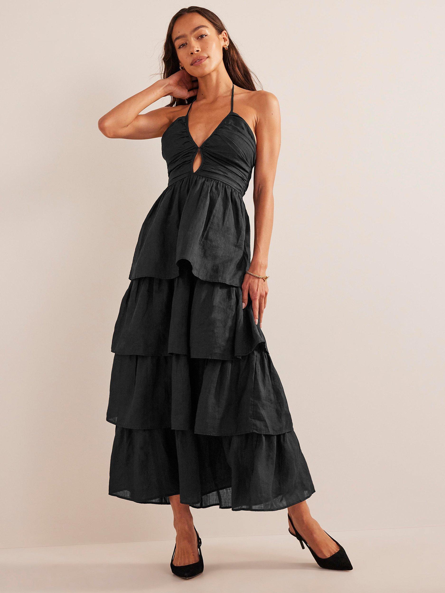 Boden Ruched Bodice Rara Maxi Dress, Black