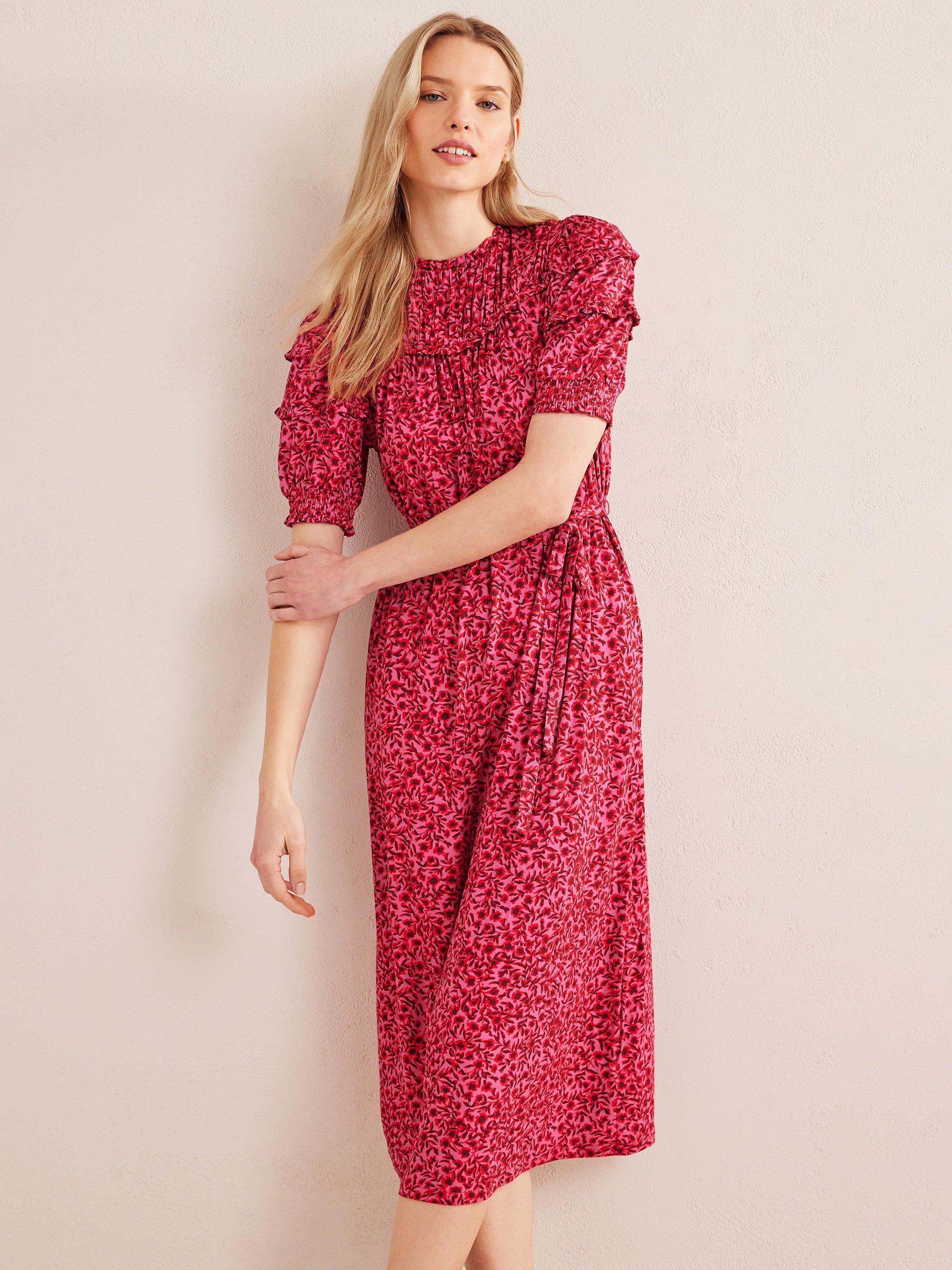 Boden Yoke Detail Jersey Midi Dress, Pink