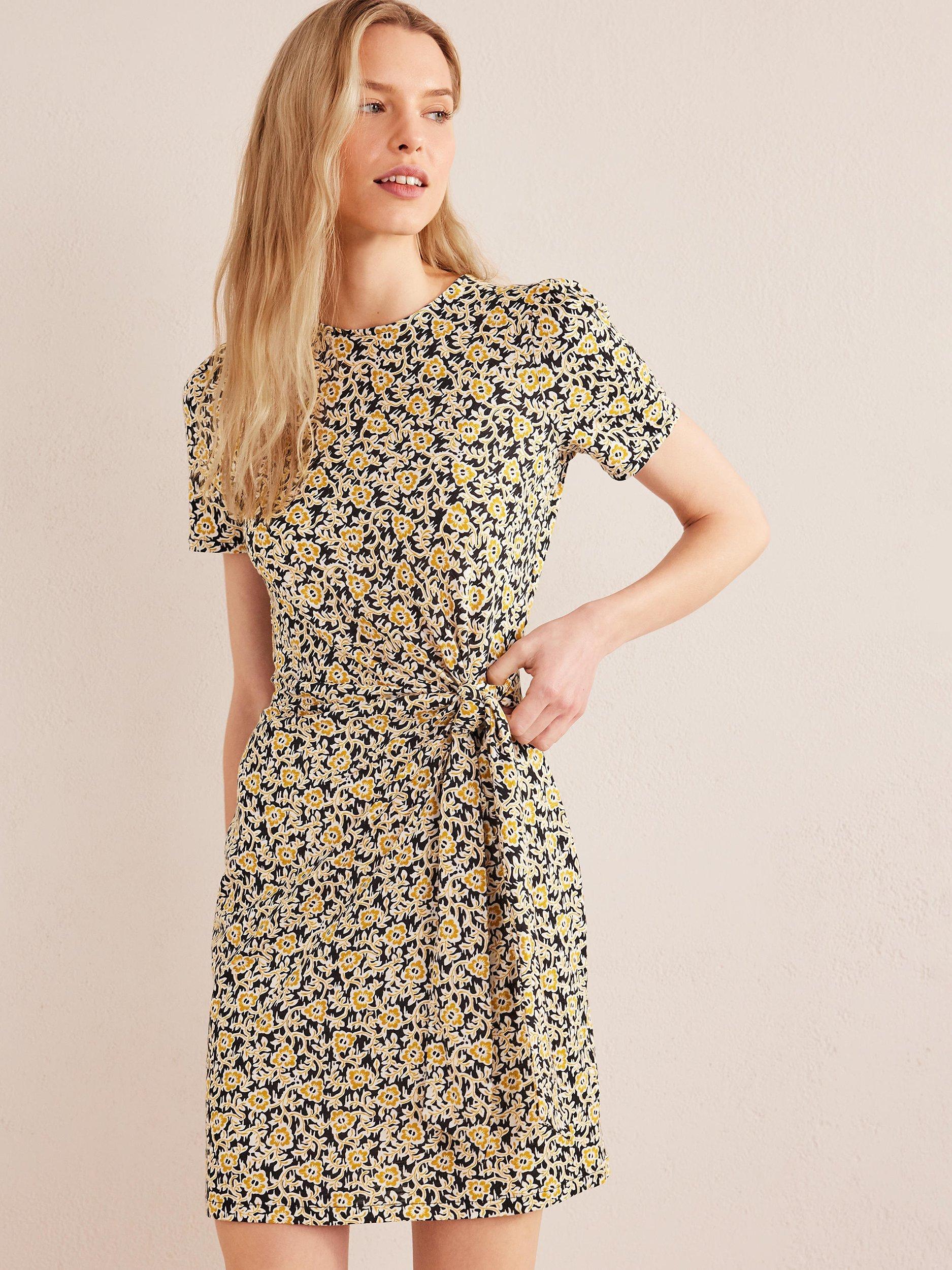 Boden Knot Front Floral Print Jersey Dress
