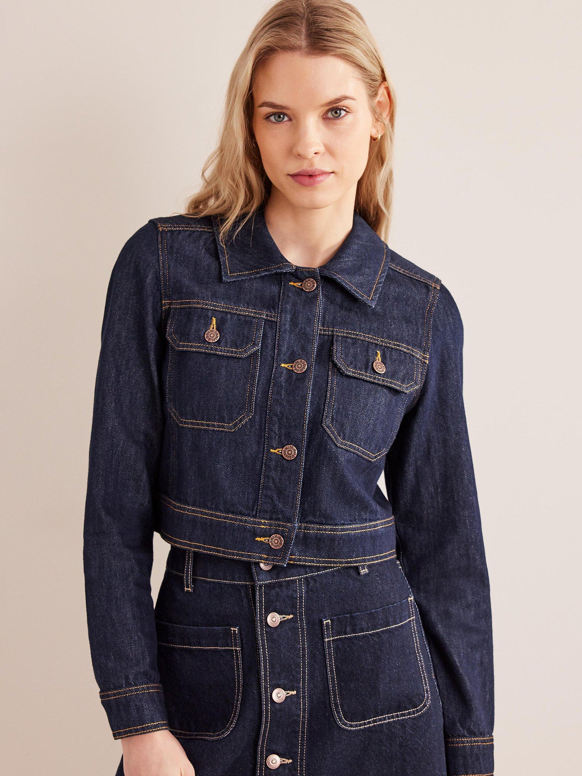 Boden Cropped Denim Jacket, Indigo