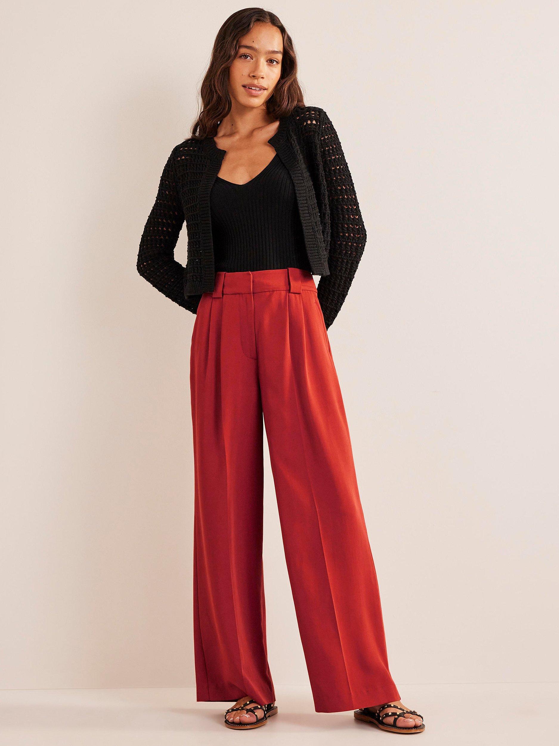 Boden Relaxed Wide Leg Trouser, Red