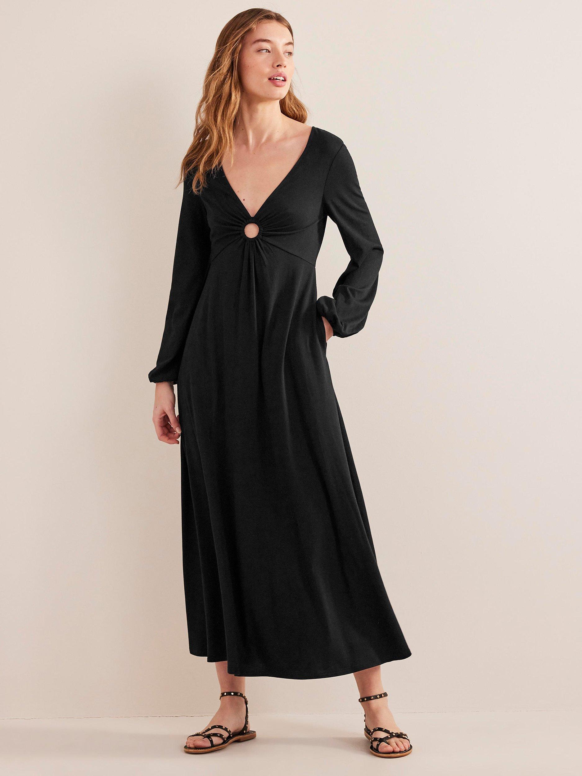 Boden Keyhole Jersey Maxi Dress, Black