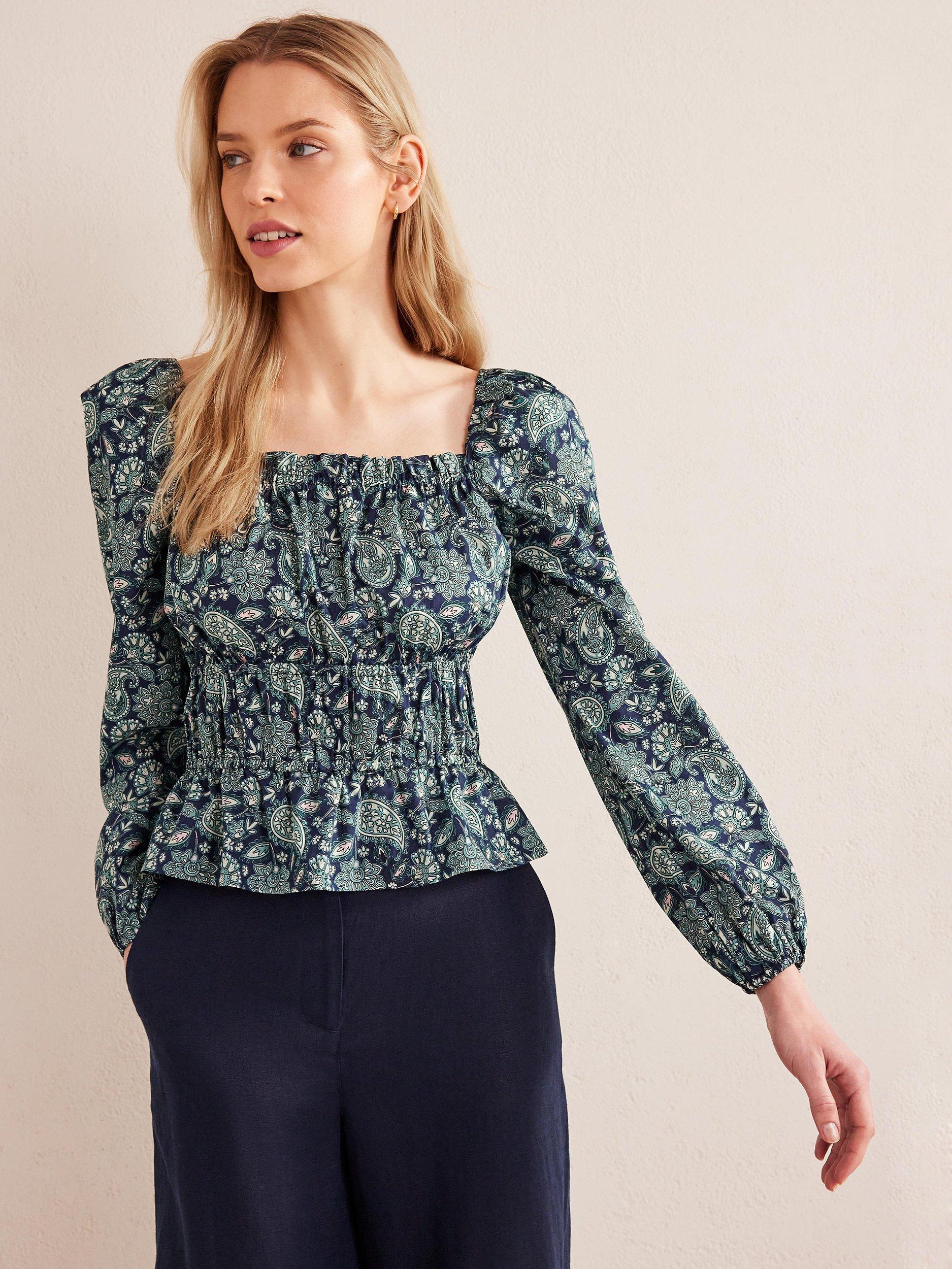 Boden Ruched Waist Peplum Top
