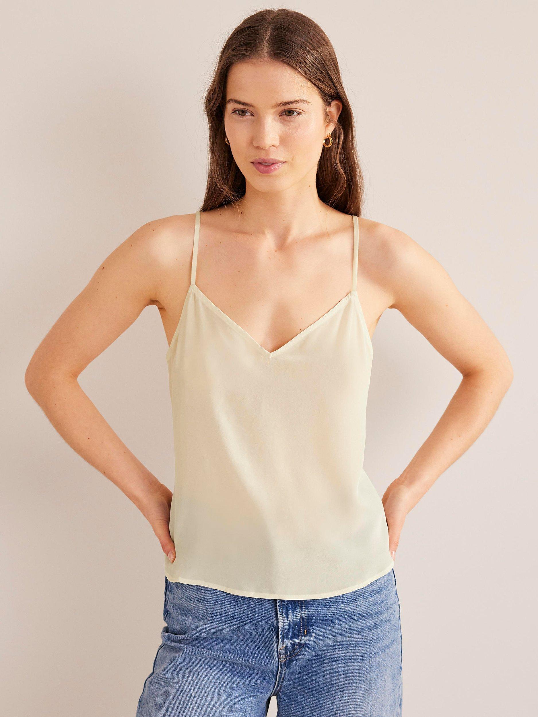 Boden Silk Cami Top, Ivory, 8