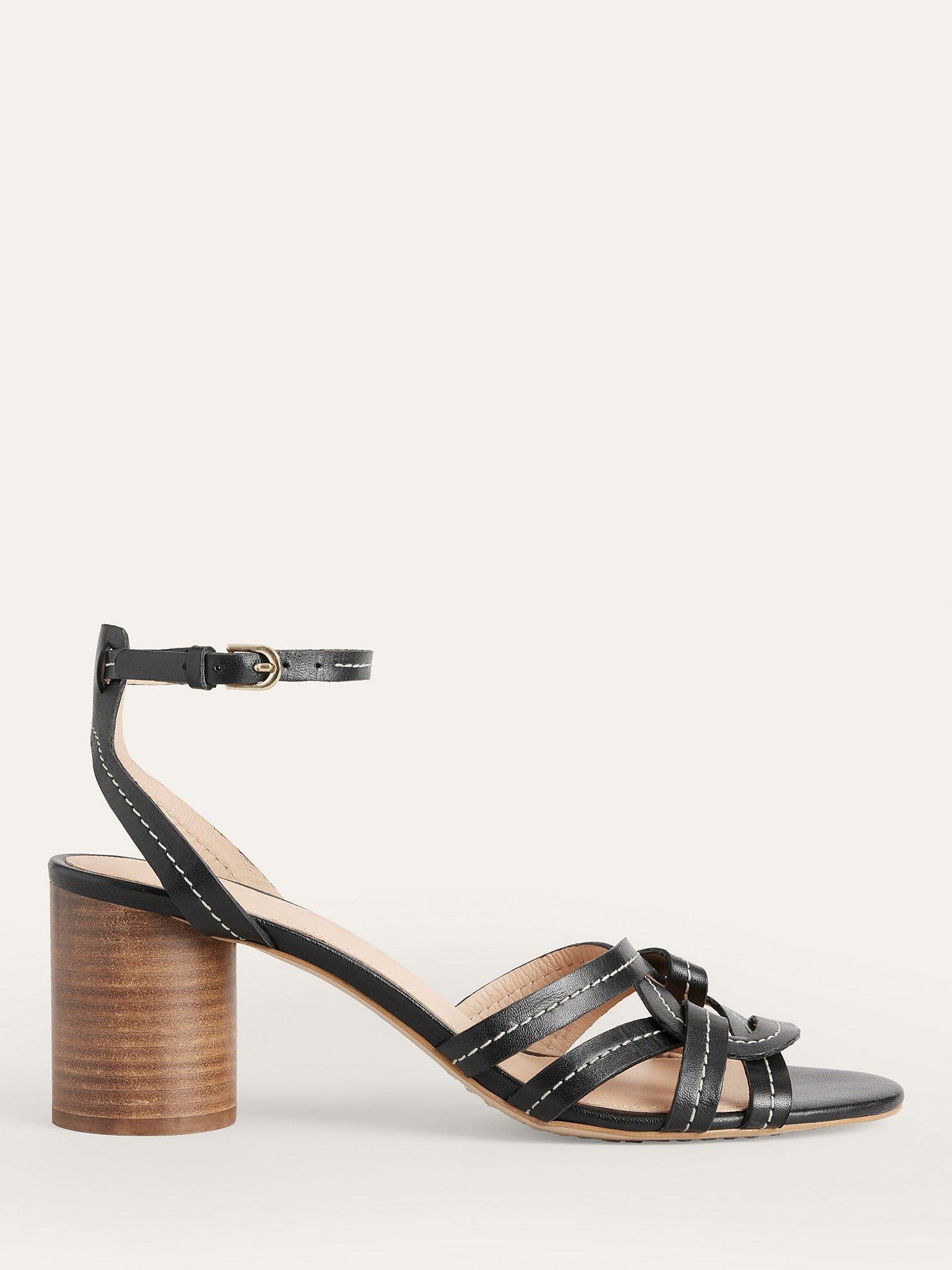 Boden Multi Strap Leather Heeled Sandals, Black