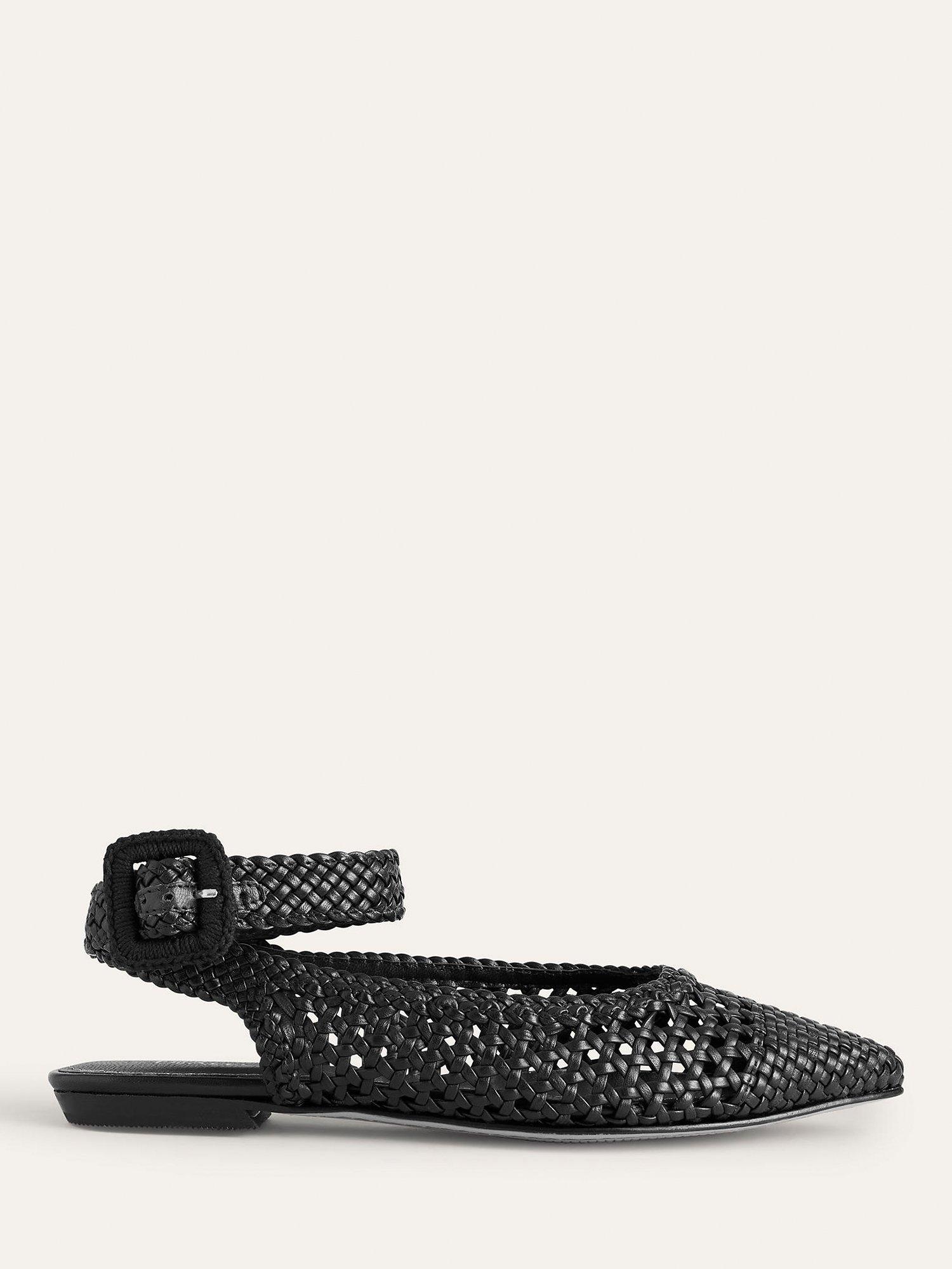 Boden Woven Leather Ankle Strap Pointed Flats