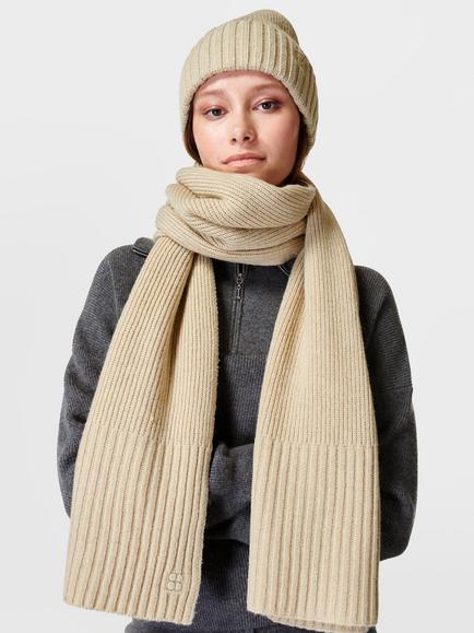Sweaty Betty Soft Rib Knit Scarf, Pebble Beige, Pebble Beige