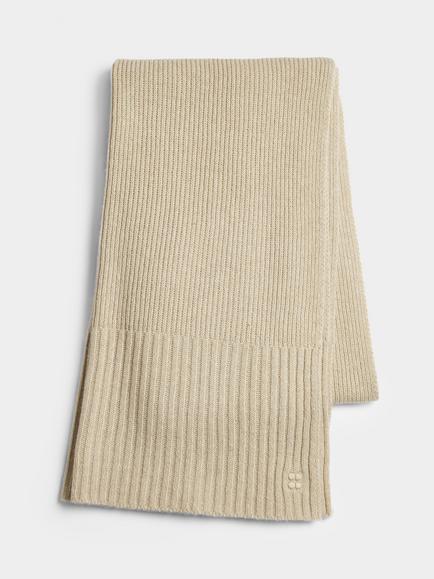 Sweaty Betty Soft Rib Knit Scarf, Pebble Beige - view 2, Pebble Beige