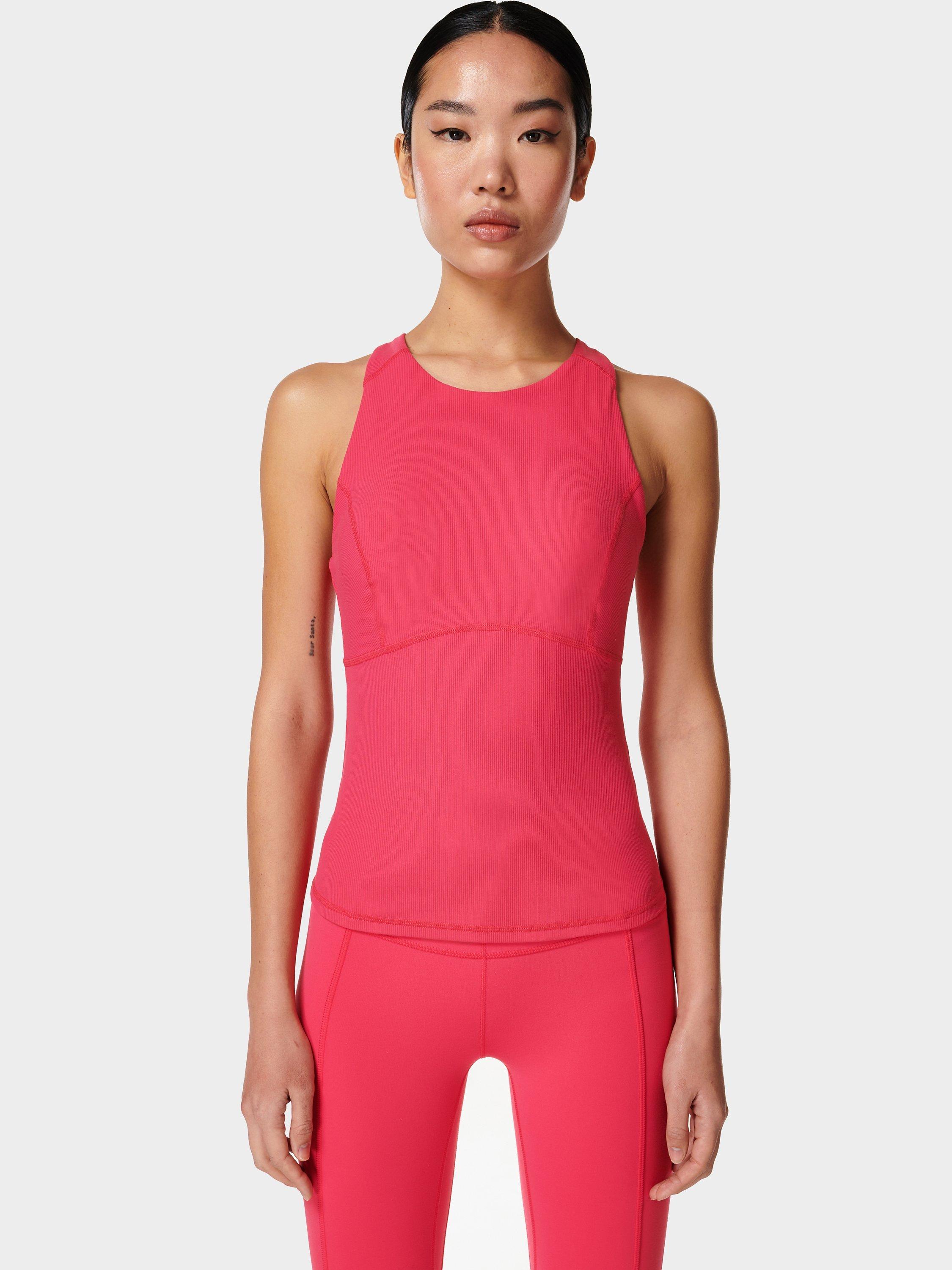 Sweaty Betty Super Soft High Neck Workout Tank Top, Glow Pink