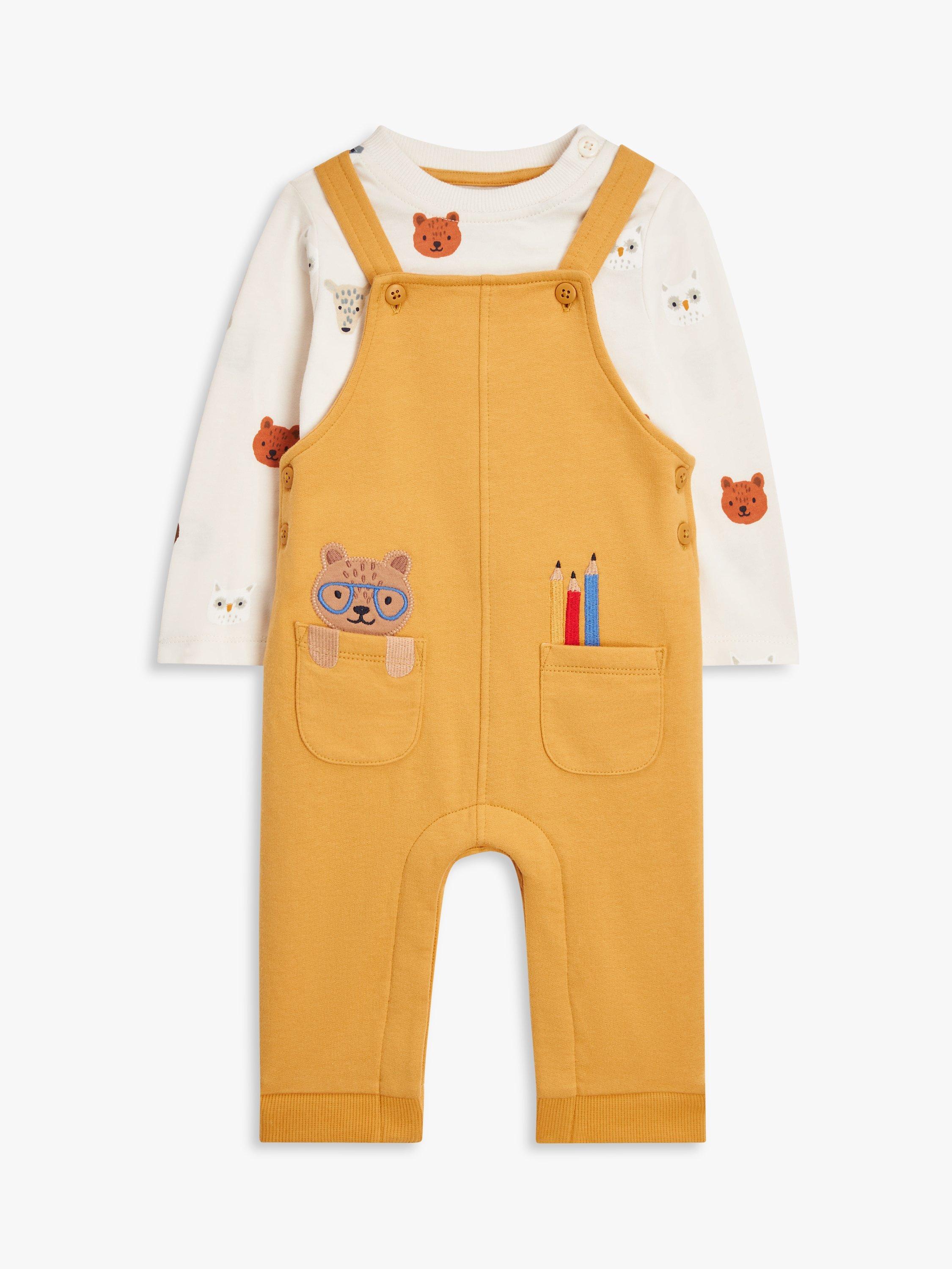 John Lewis Baby Bear Dungree & T-Shirt Set, Multi