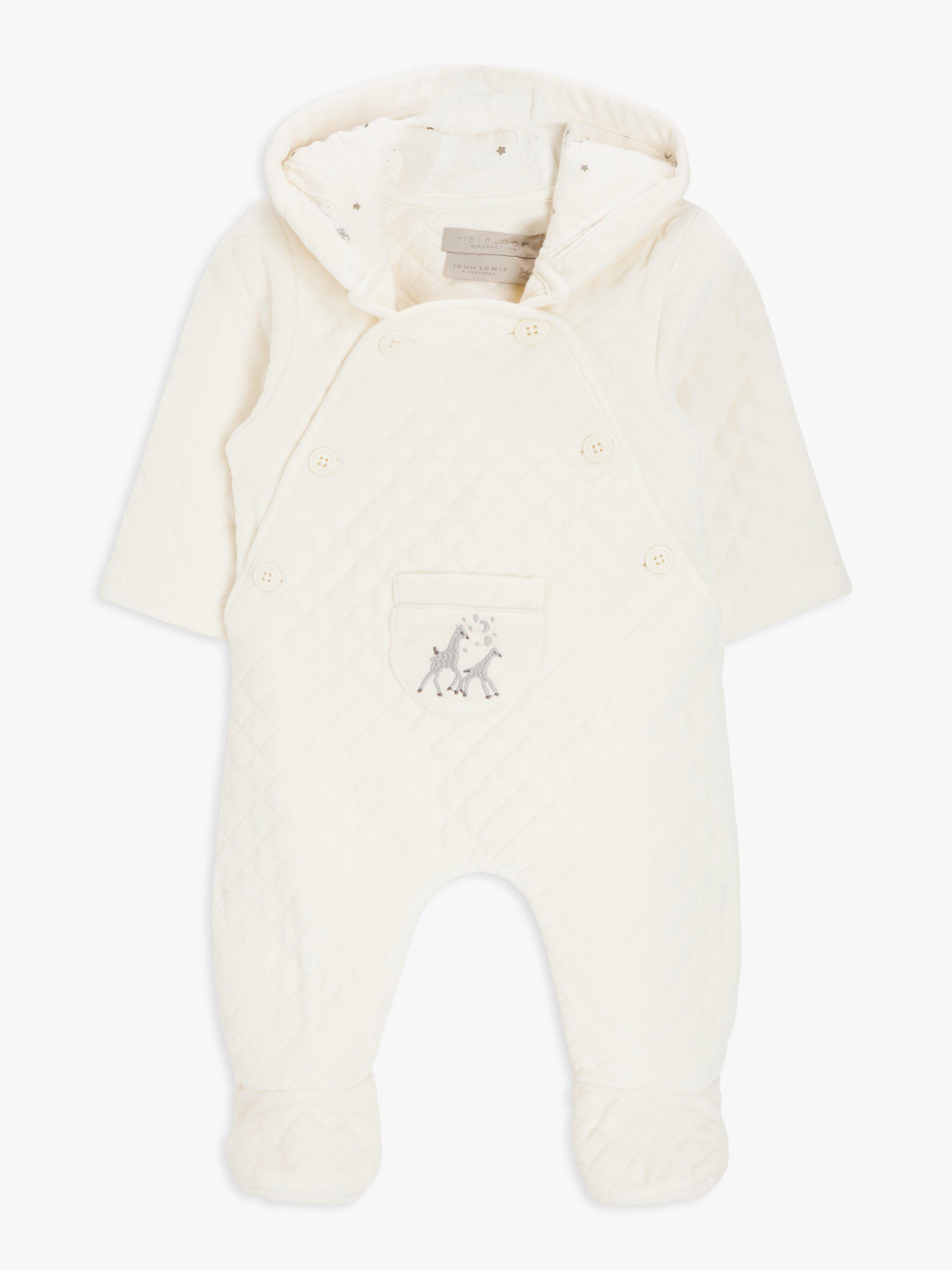 John Lewis Heirloom Collection Baby Embroidered Pramsuit, White