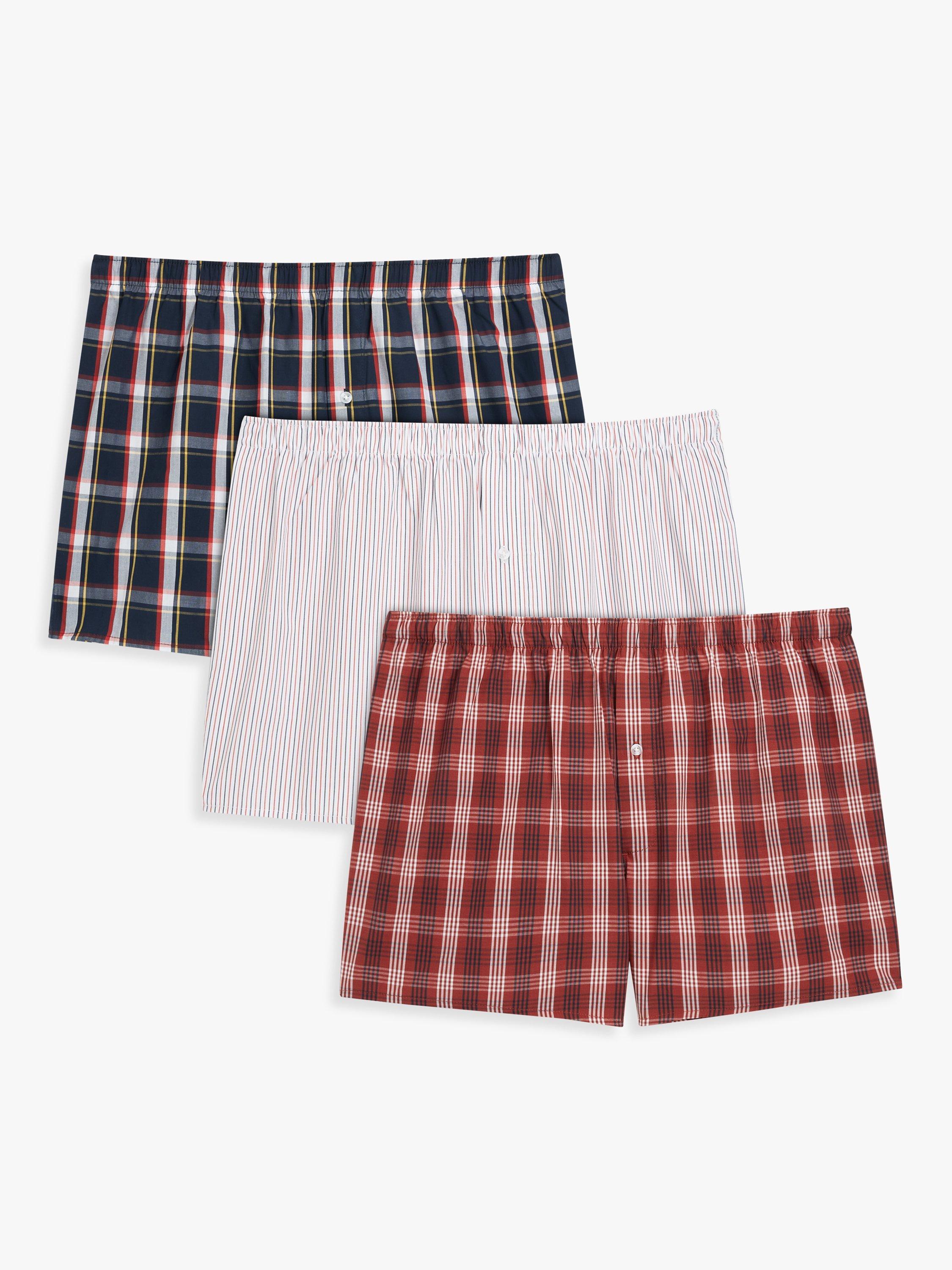 John Lewis Organic Cotton Boxers, Pack of 3, Check Stripe