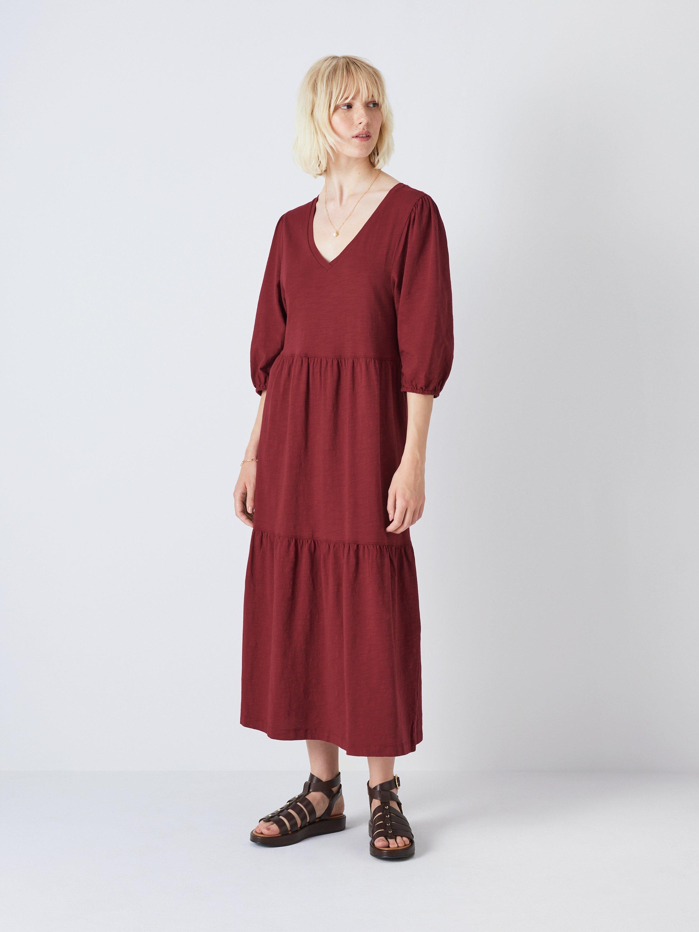 AND/OR Ellerie Plain Tiered Midi Dress, Pink