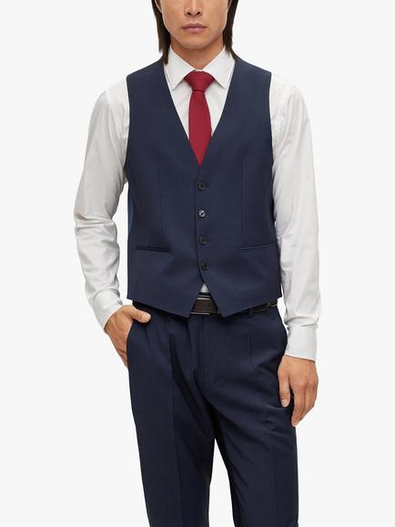 HUGO BOSS Huge Wool Blend Waistcoat, Dark Blue