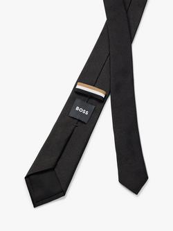 BOSS Plain Silk Tie - view 2, Black