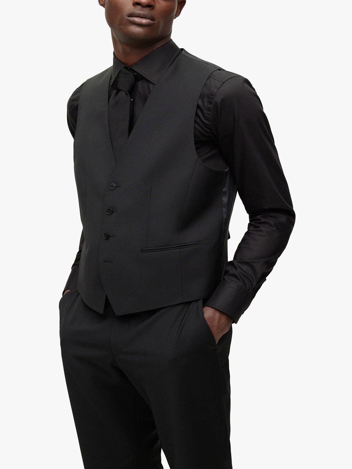 BOSS Jasper Wool Blend Tailored Waistcoat, Black