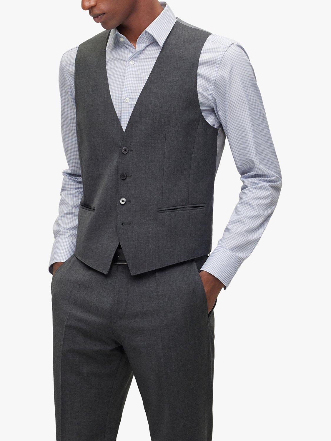HUGO BOSS Huge Wool Blend Waistcoat, Dark Grey