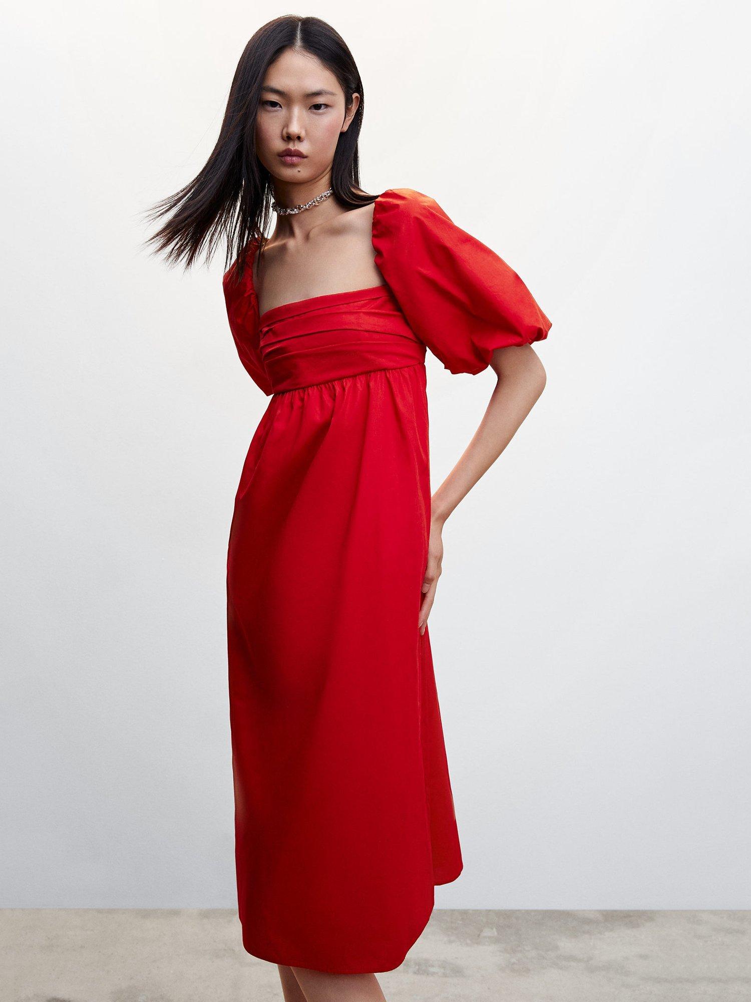 Mango Mikonos Midi Dress, Red