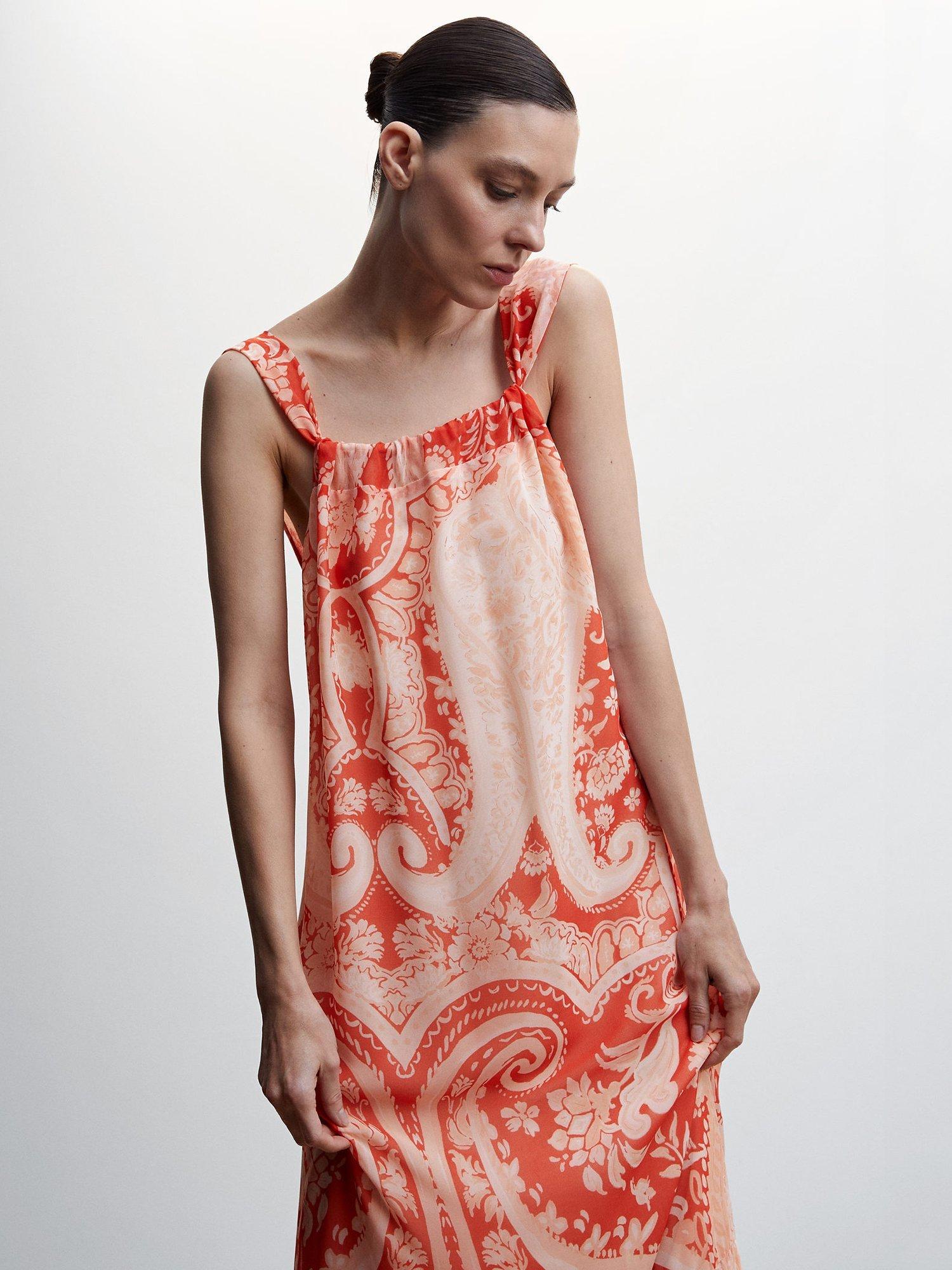 Mango Fragola Baroque Print Maxi Dress, Red