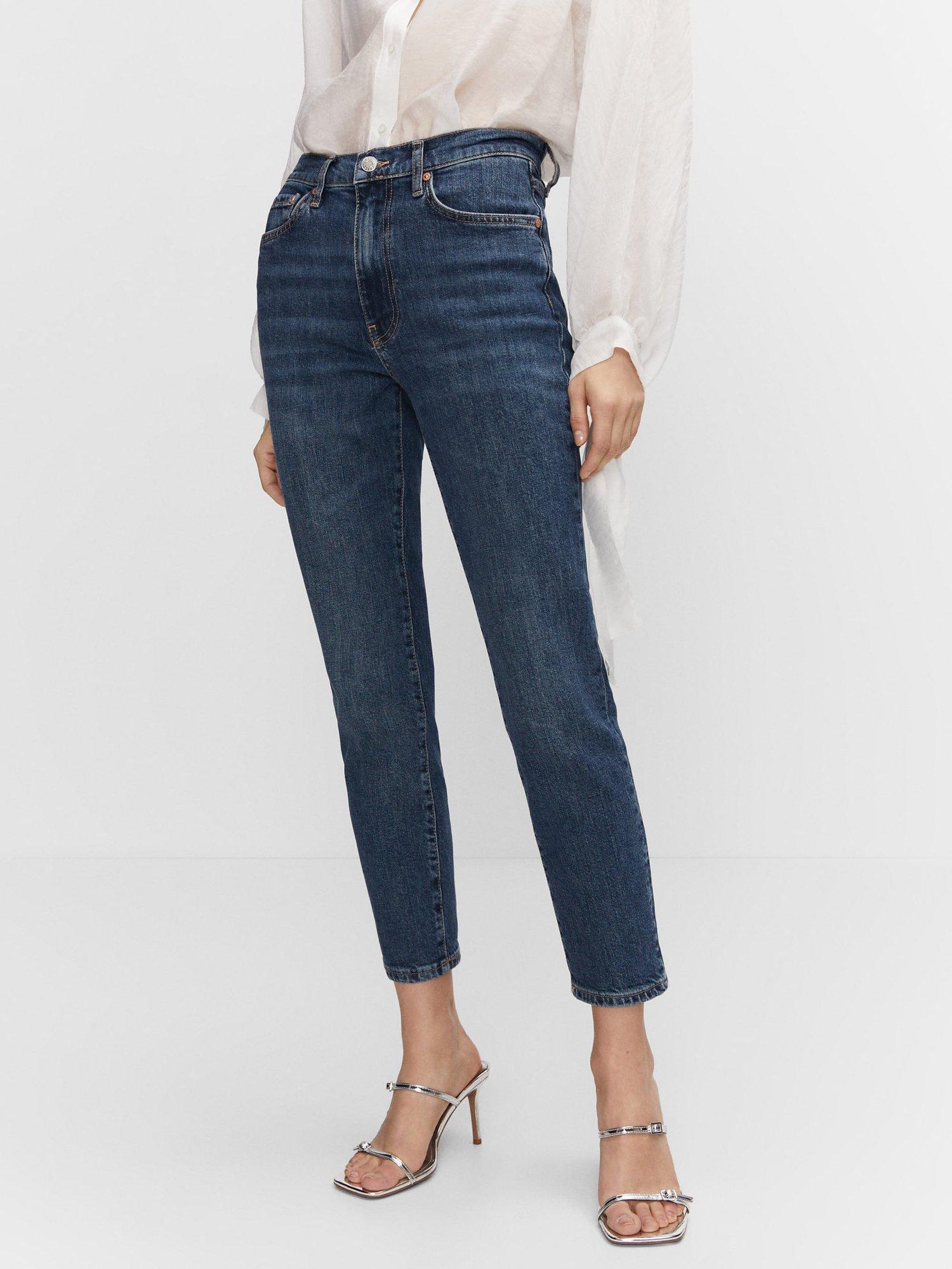 Mango Claudia Slim Fit Cropped Jeans, Blue