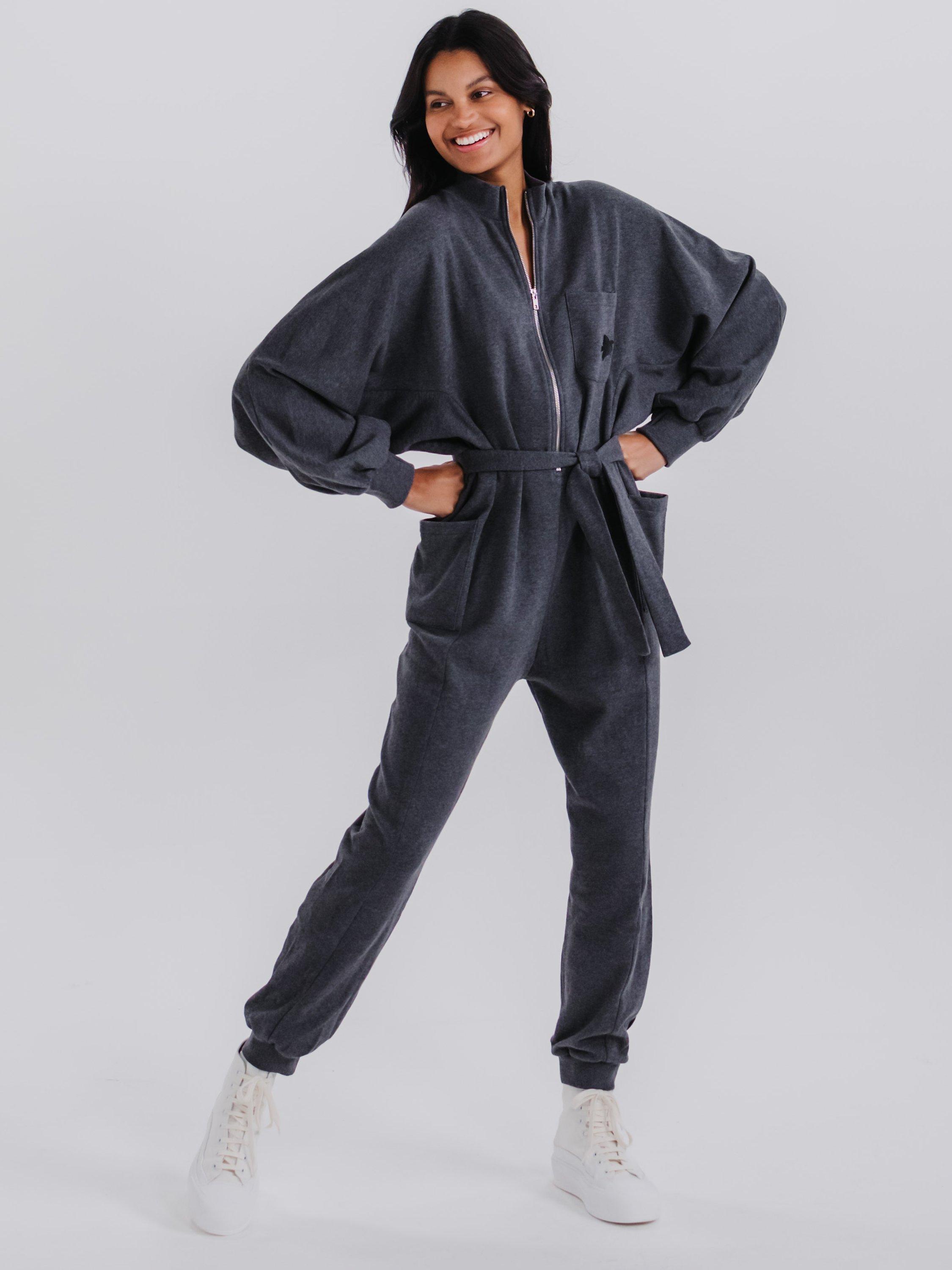 Cape Cove Audrey Jersey Velour Jumpsuit, Charcoal