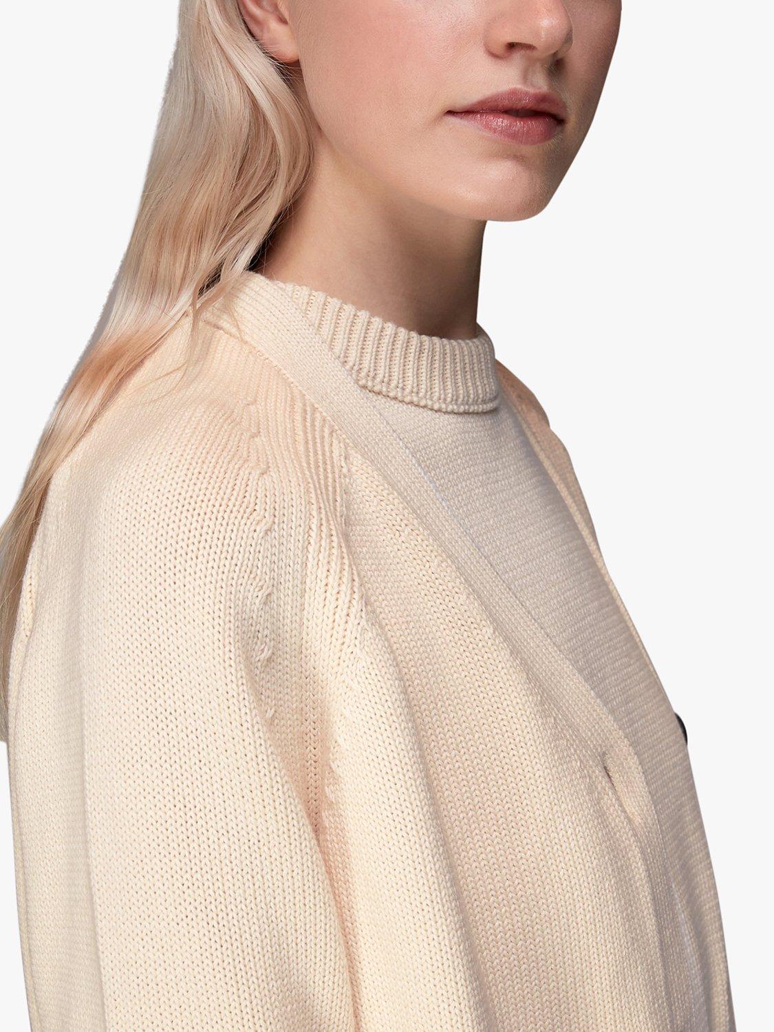 Product image 4 of 6, which shows Whistles Karine Rib Detail Cardigan, Ivory, XS