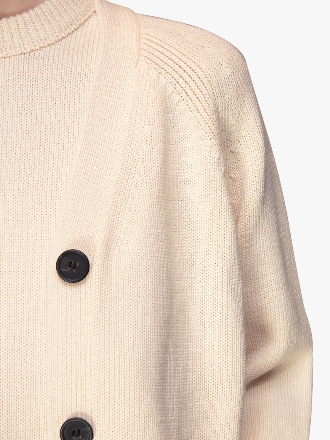 Product image 5 of 6, which shows Whistles Karine Rib Detail Cardigan, Ivory, XS