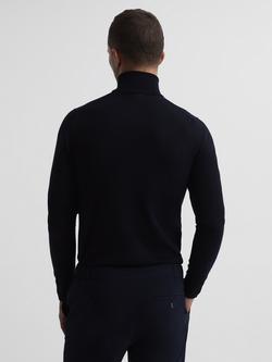 Reiss Cane Long Sleeve Merino Roll Neck Jumper - view 2, Navy