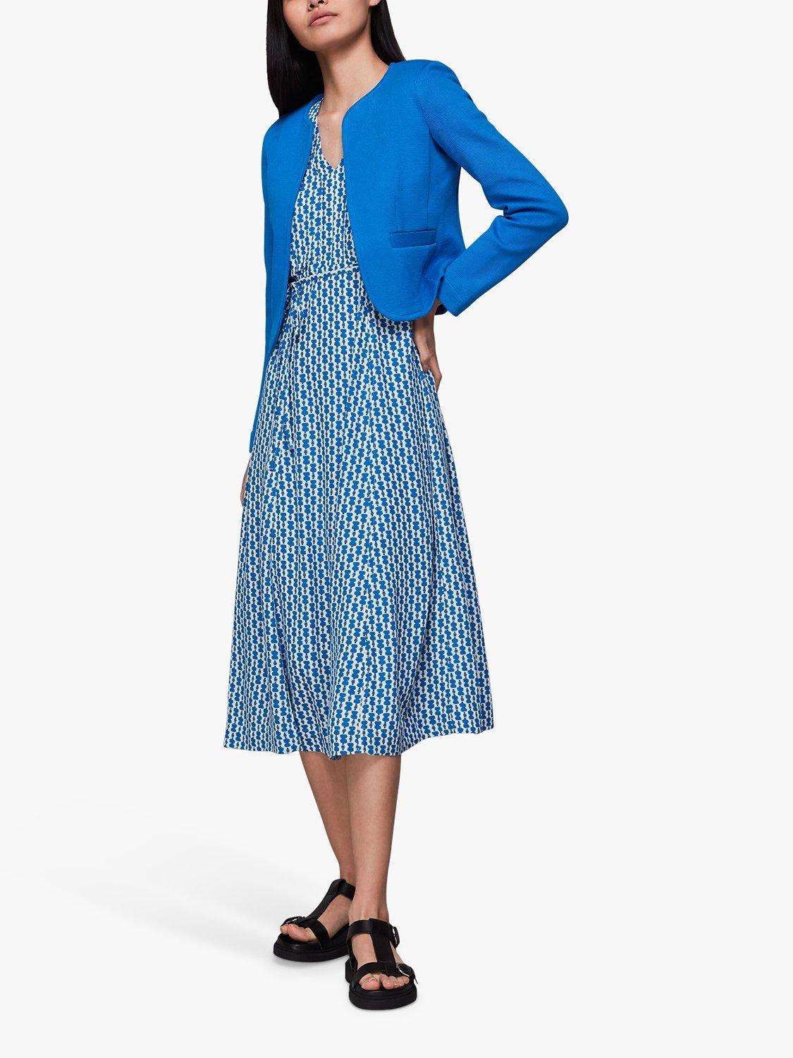 Whistles Collarless Jersey Jacket, Cobalt