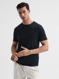 Reiss Bless Cotton Crew Neck T-Shirt, Navy