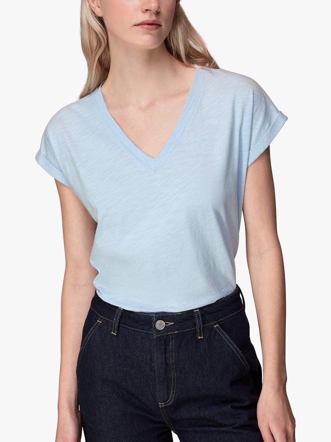 Whistles Willa V Neck Cap Sleeve T-Shirt