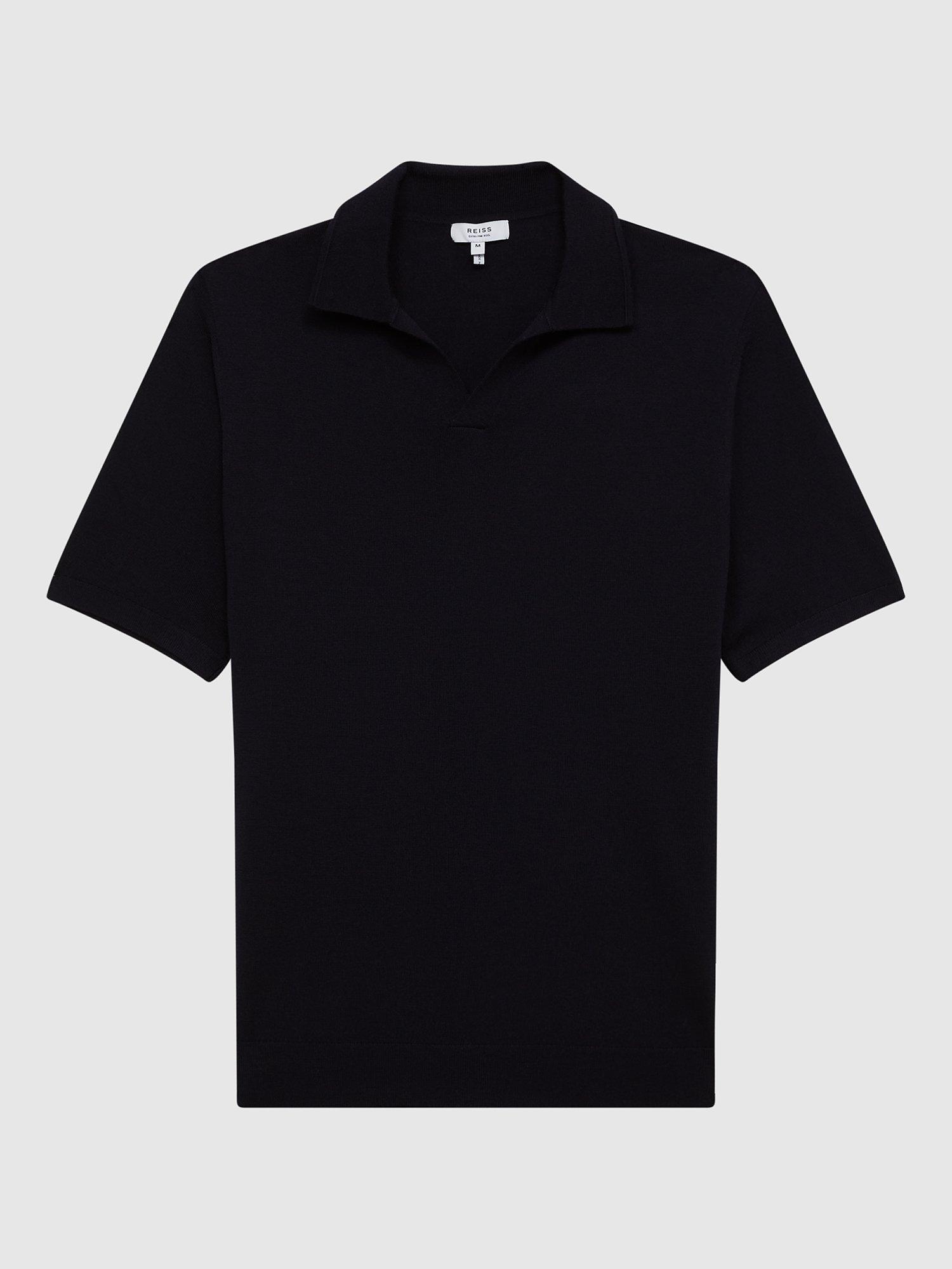 Product image 5 of 5, which shows Reiss Duchie Short Sleeve Wool Polo Shirt, Navy, XS