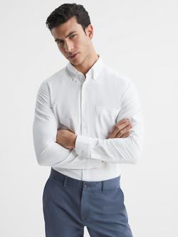 Reiss Greenwich Long Sleeve Oxford Shirt, White