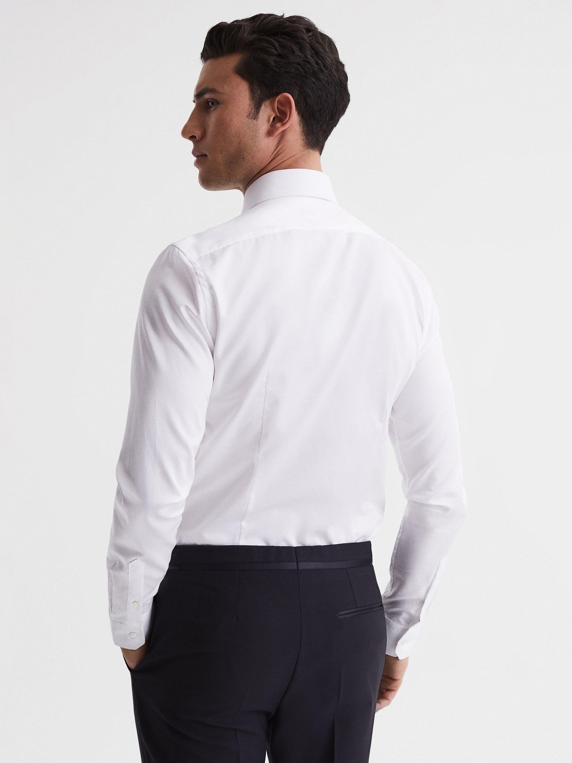 Product image 2 of 5, which shows Reiss Marcel Slim Fit Cotton Dinner Shirt, White, XS