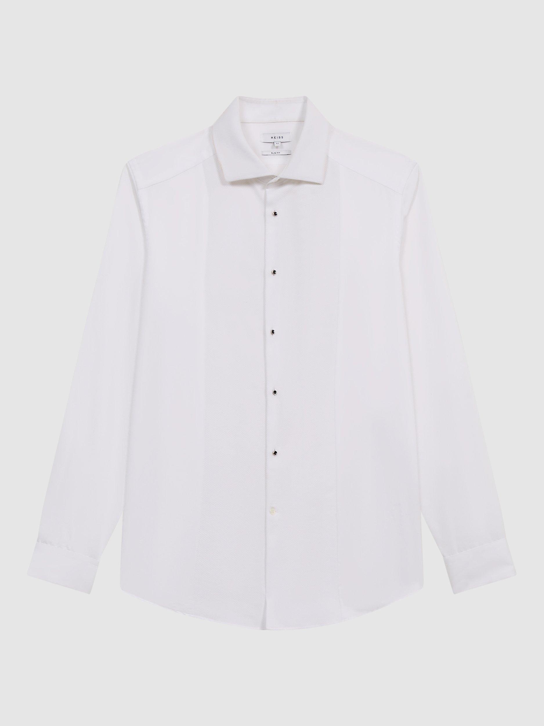 Product image 3 of 5, which shows Reiss Marcel Slim Fit Cotton Dinner Shirt, White, XS