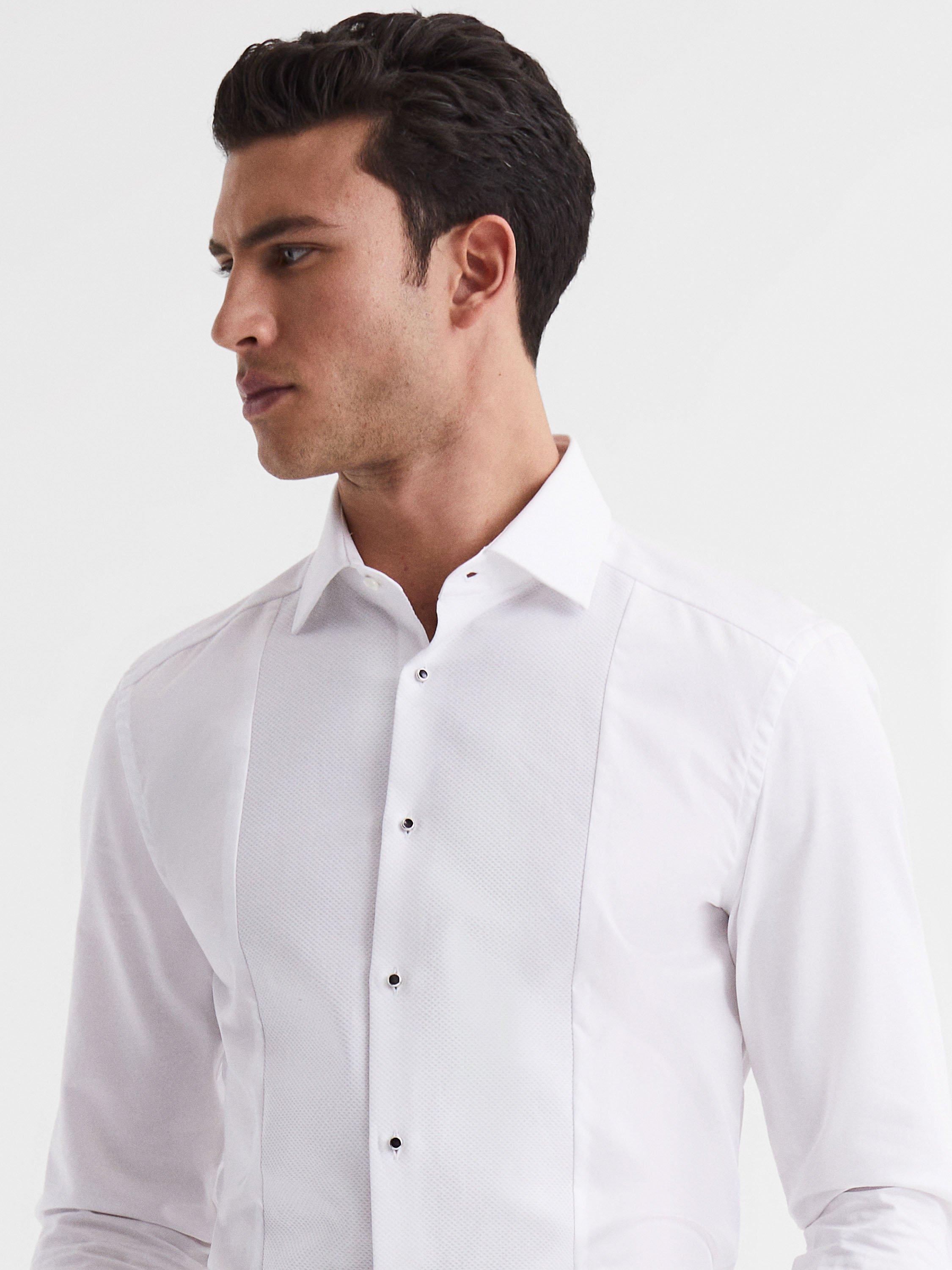 Product image 5 of 5, which shows Reiss Marcel Slim Fit Cotton Dinner Shirt, White, XS