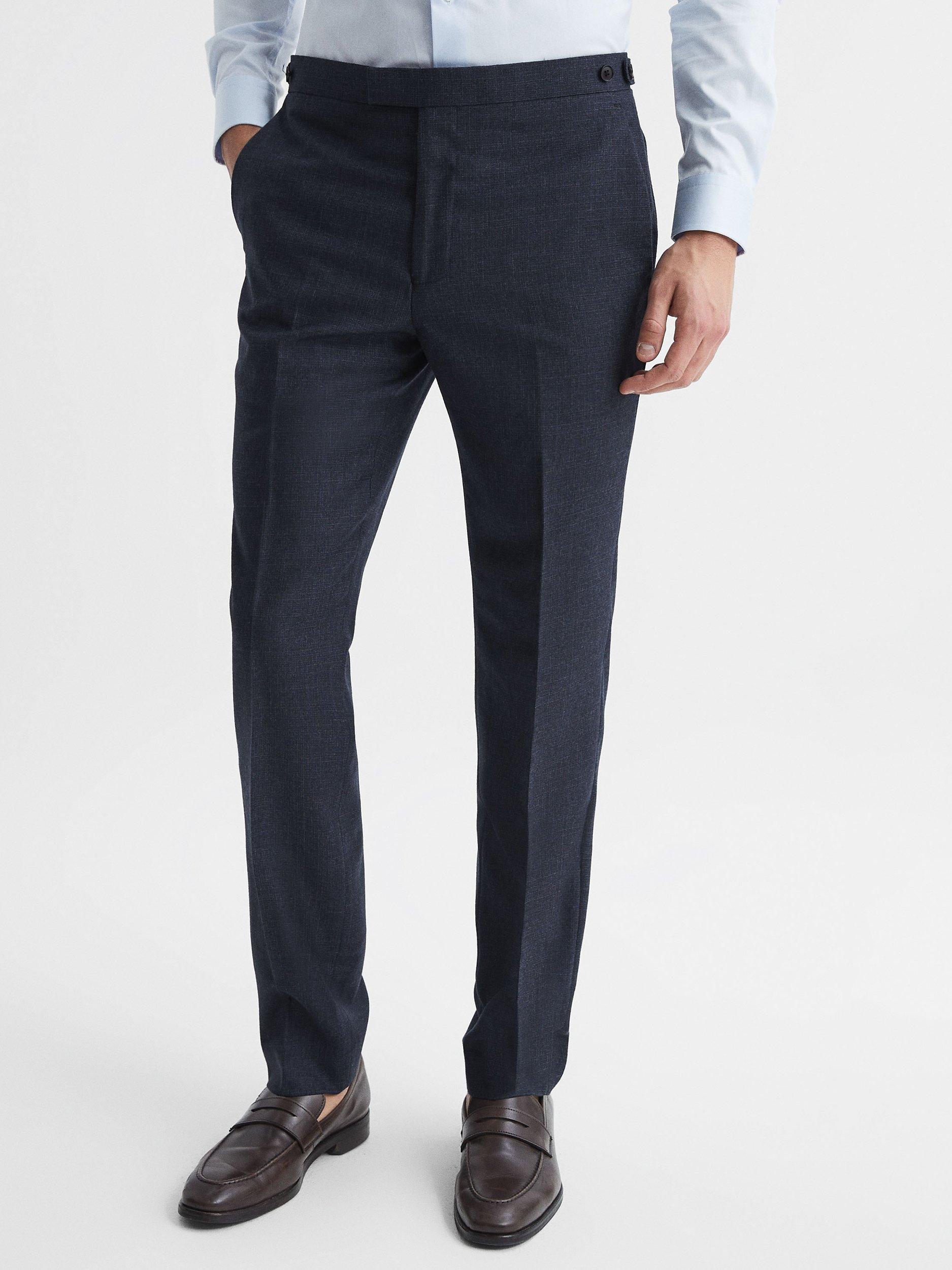 Reiss Dunn Cross Fleck Textured Trousers, Navy, Navy, 28R