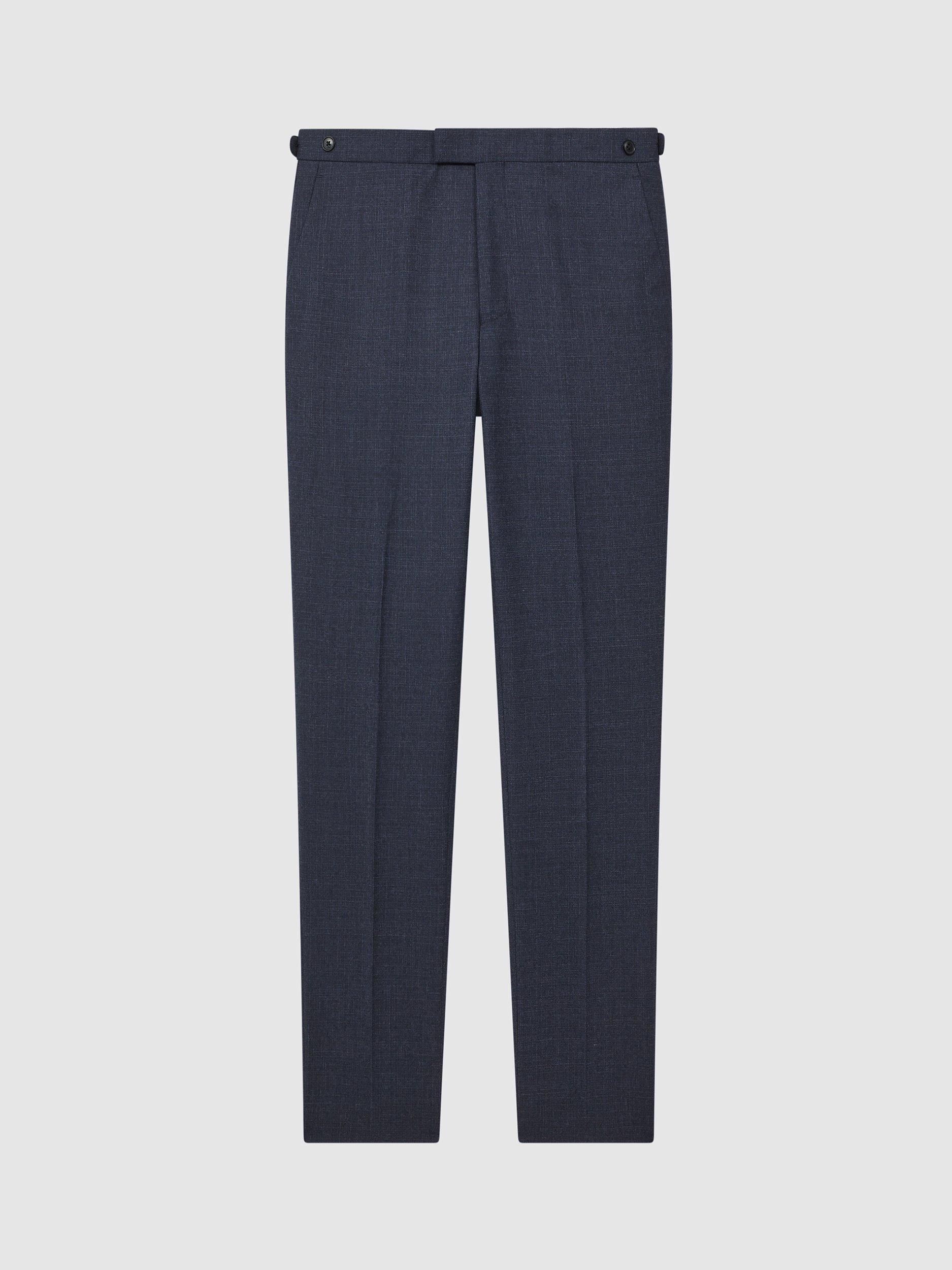 Reiss Dunn Cross Fleck Textured Trousers, Navy, Navy, 28R