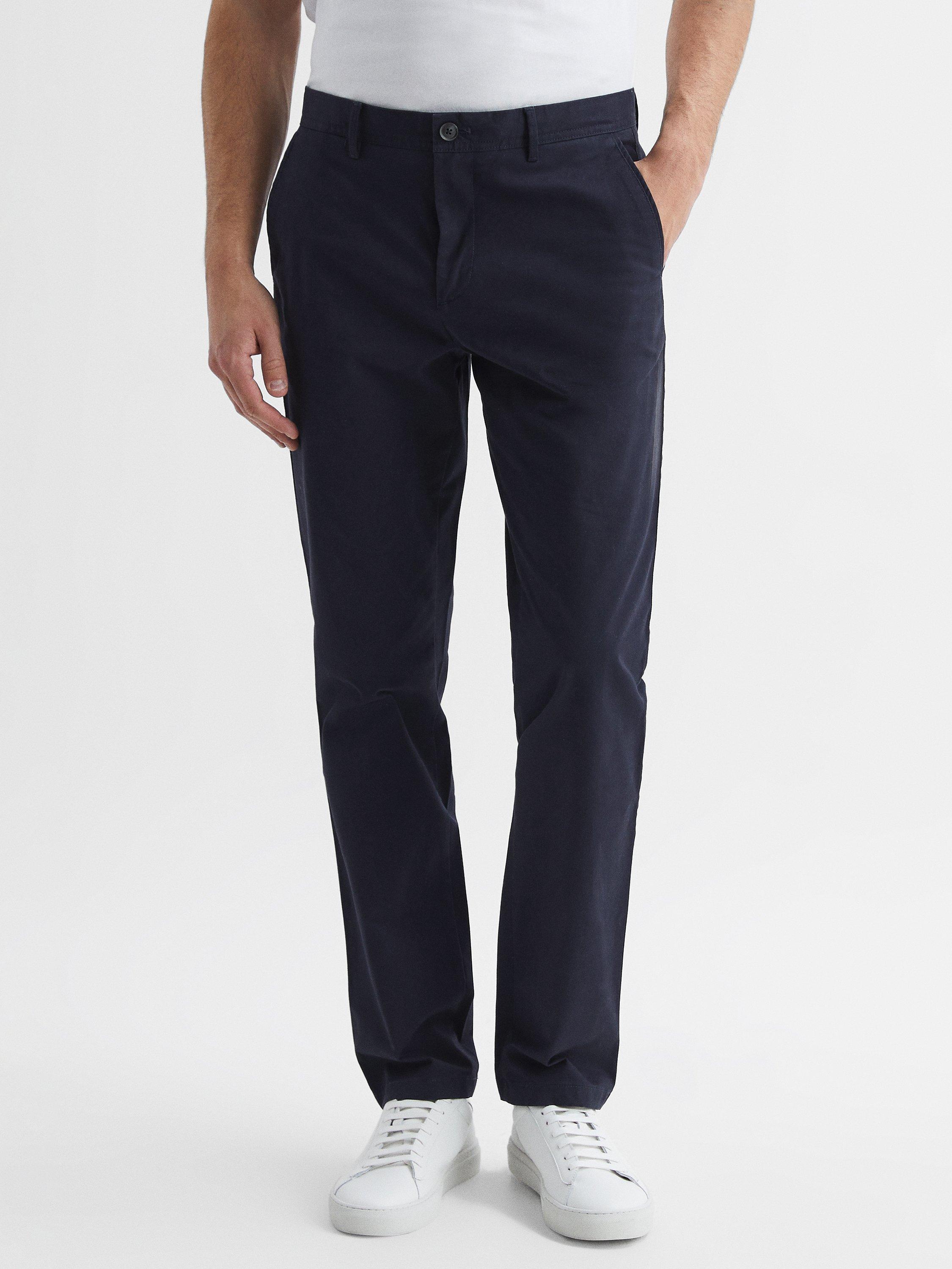 Product image 1 of 5, which shows Reiss Pitch Slim Fit Stretch Cotton Chino Trousers, Navy, 28R
