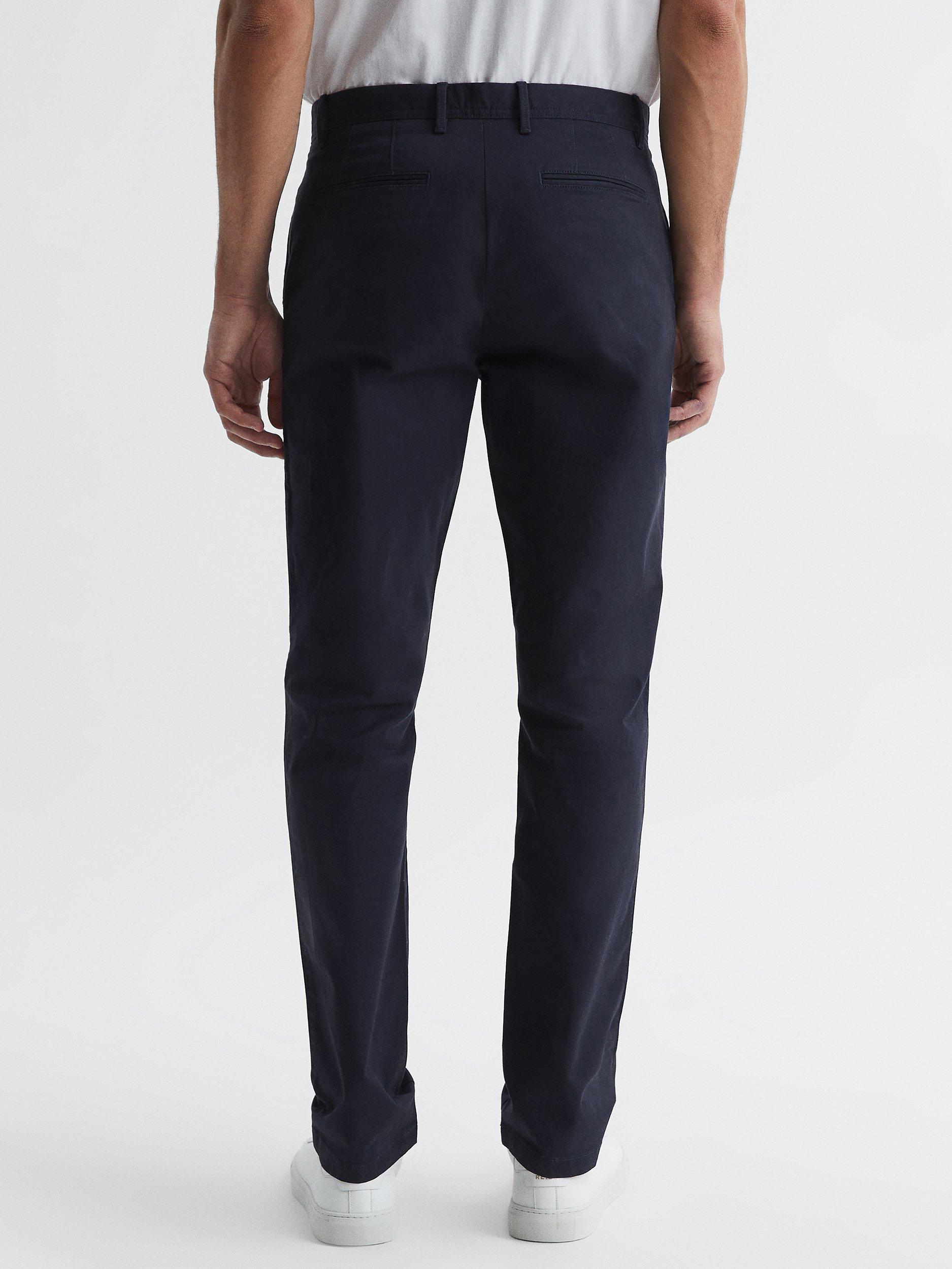 Product image 2 of 5, which shows Reiss Pitch Slim Fit Stretch Cotton Chino Trousers, Navy, 28R