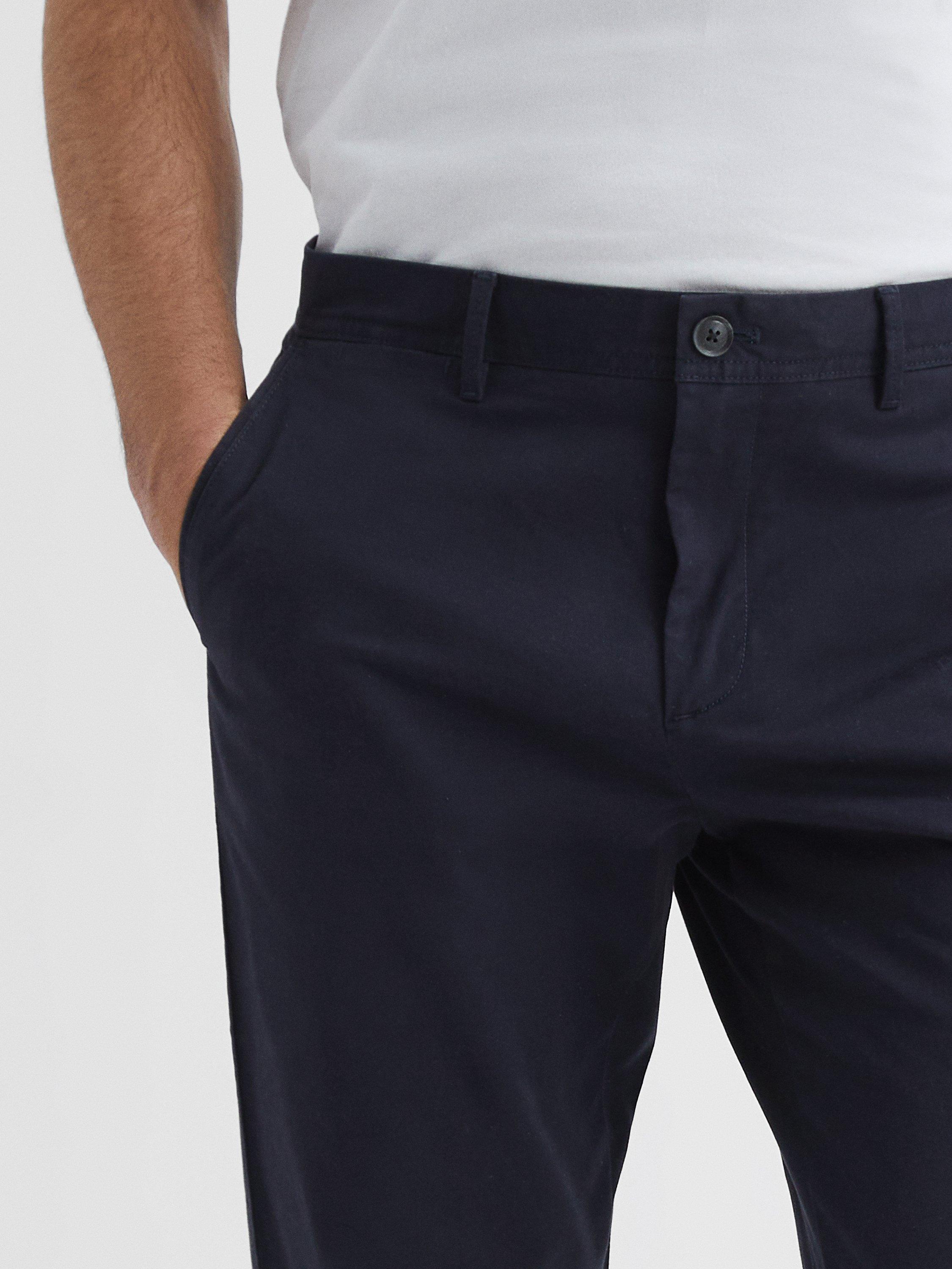Product image 5 of 5, which shows Reiss Pitch Slim Fit Stretch Cotton Chino Trousers, Navy, 28R