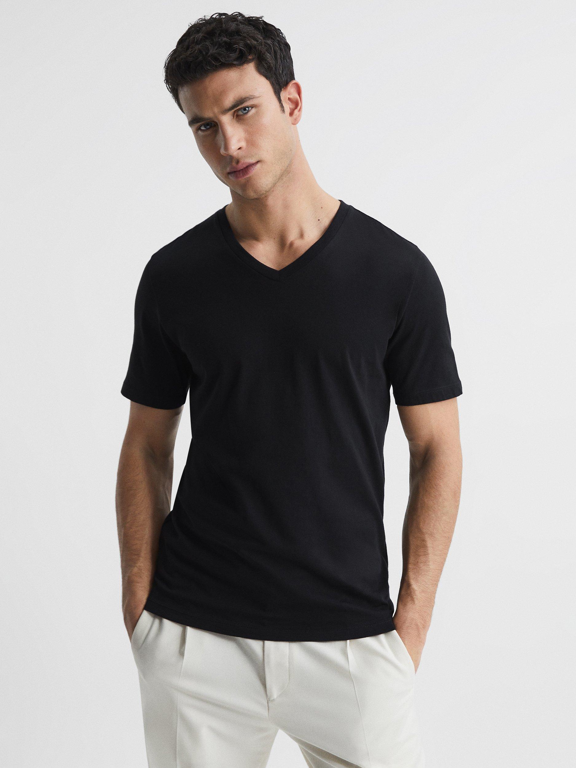 Reiss Dayton V Neck Jersey Top, Black