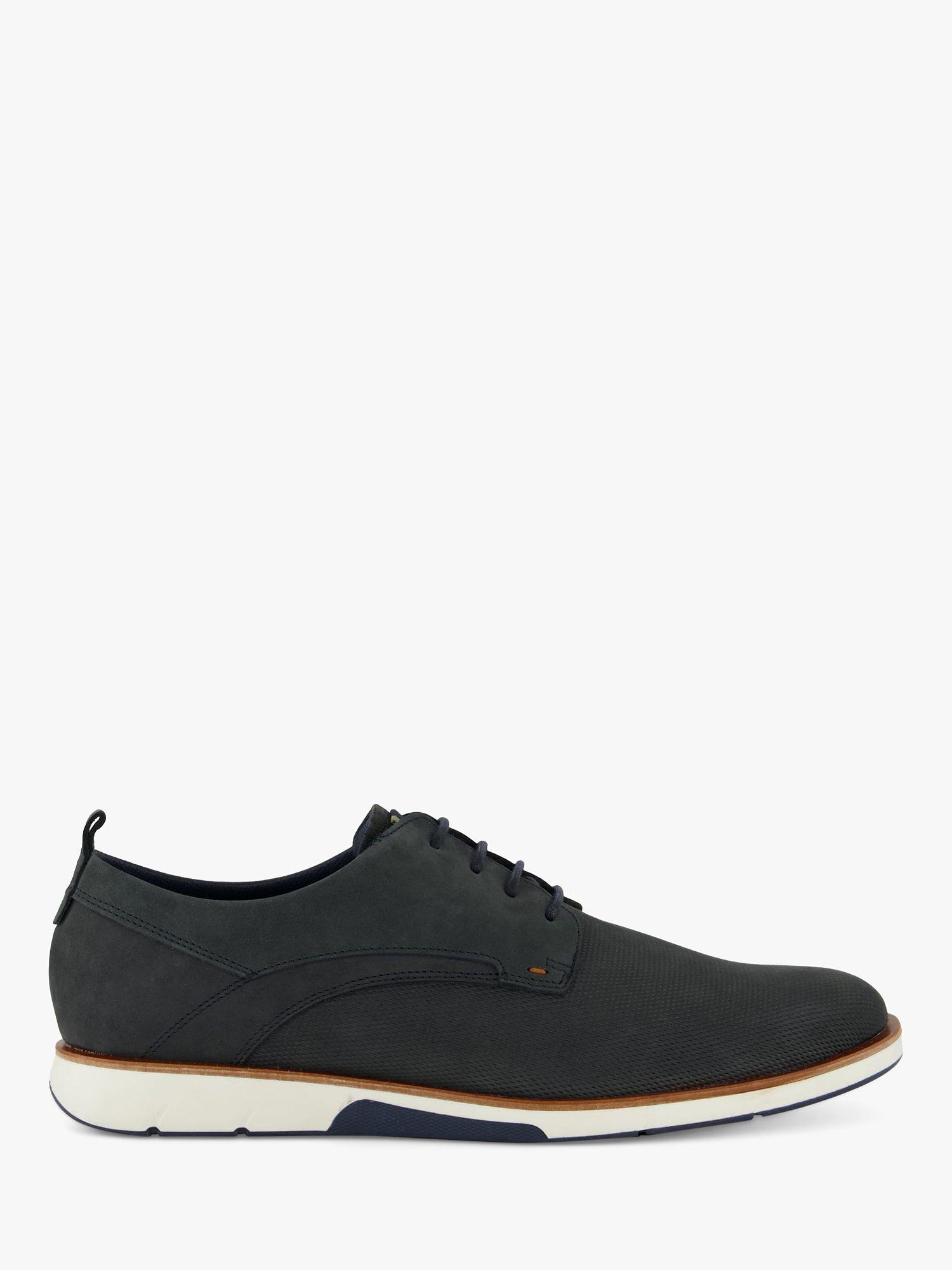 Dune Barnabey Plain Wedge Nubuck Shoes, Navy