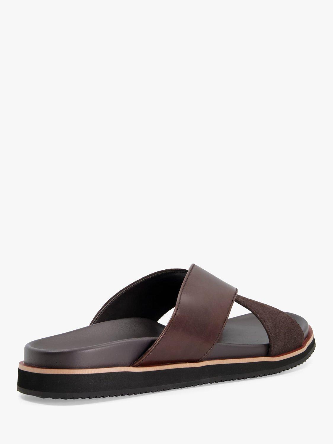 Product image 3 of 4, which shows Dune Itta Leather Crossover Strap Slider Sandals, Brown, EU40