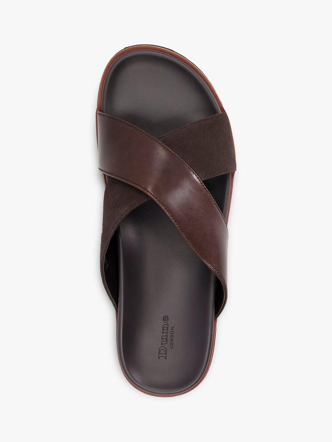 Product image 4 of 4, which shows Dune Itta Leather Crossover Strap Slider Sandals, Brown, EU40