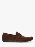 Dune London Bradlay Suede Square Toe Moccasin Loafers, Brown-suede