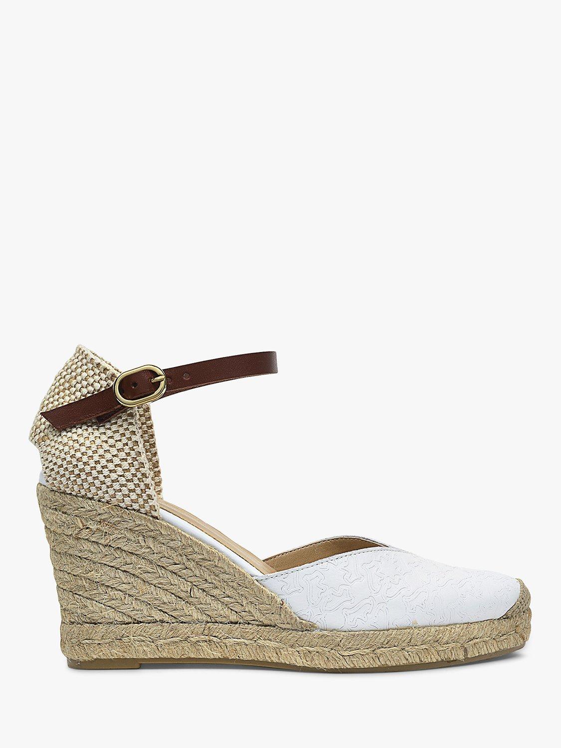 Radley Glasshouse Street Heirloom Embossed Wedge Espadrille Sandals, White, 6