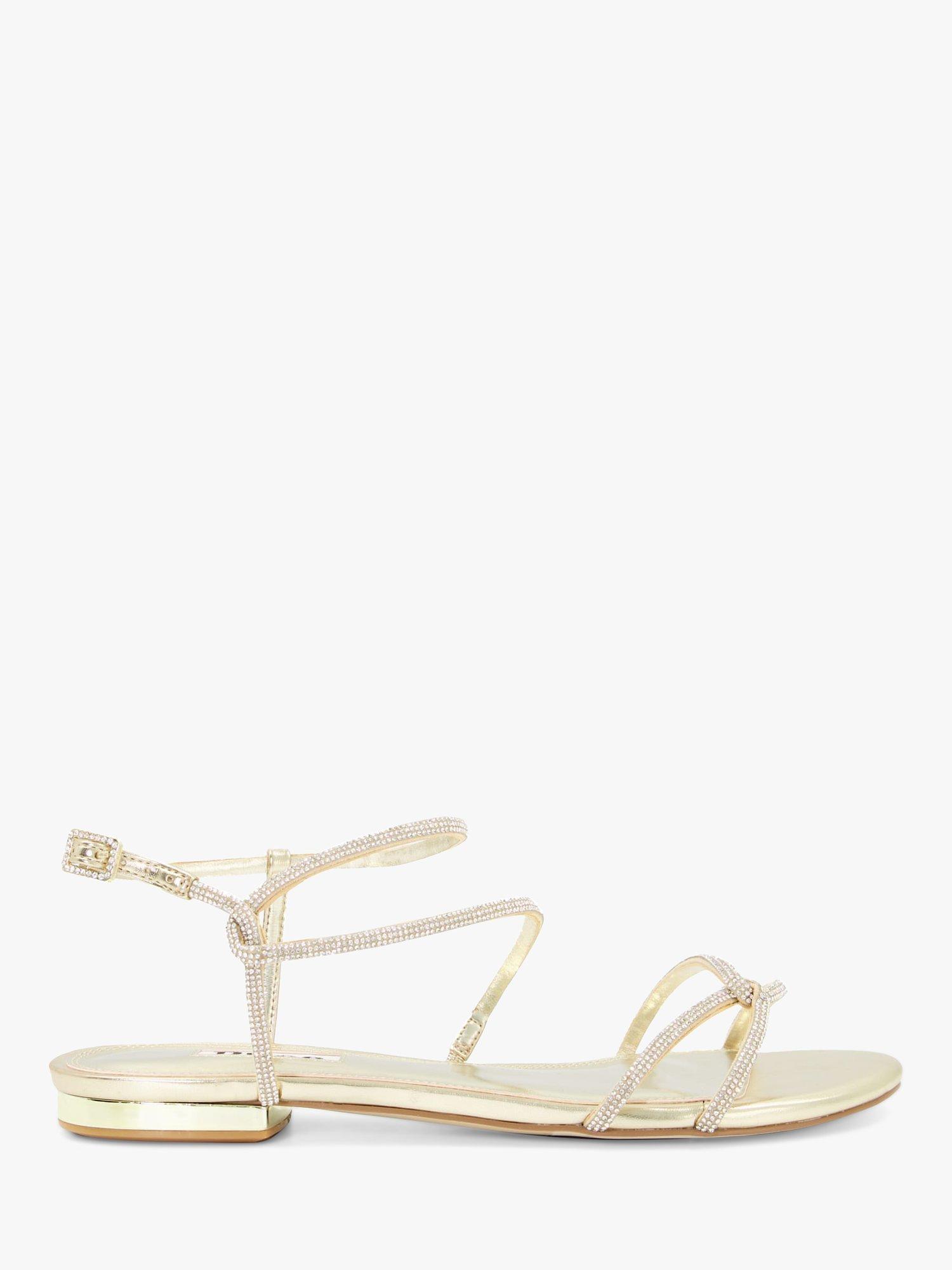 Dune Nightly Jewel-T-Bar Sandals, Champagne